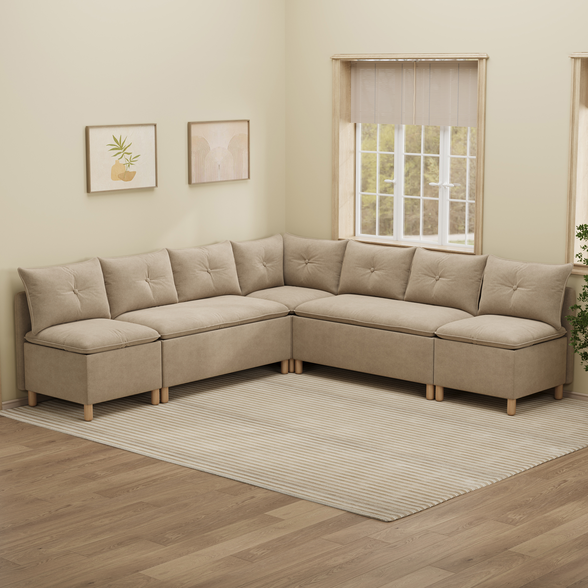 7-Seat Modern Family Room Corner Couch