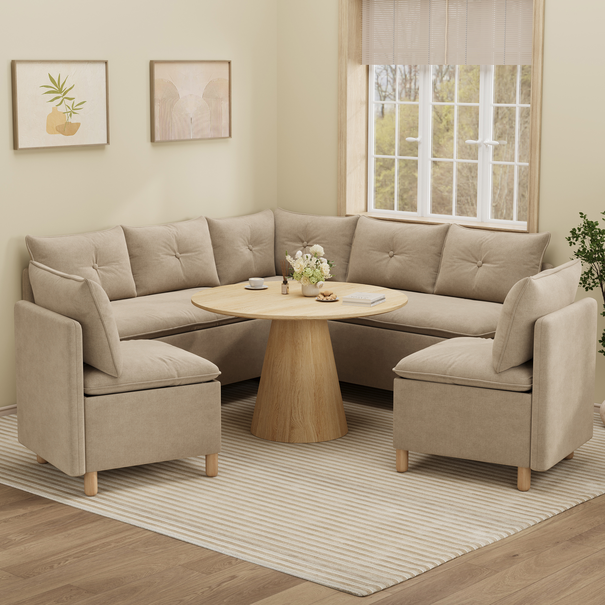 7-Seat Modern Family Room Corner Couch