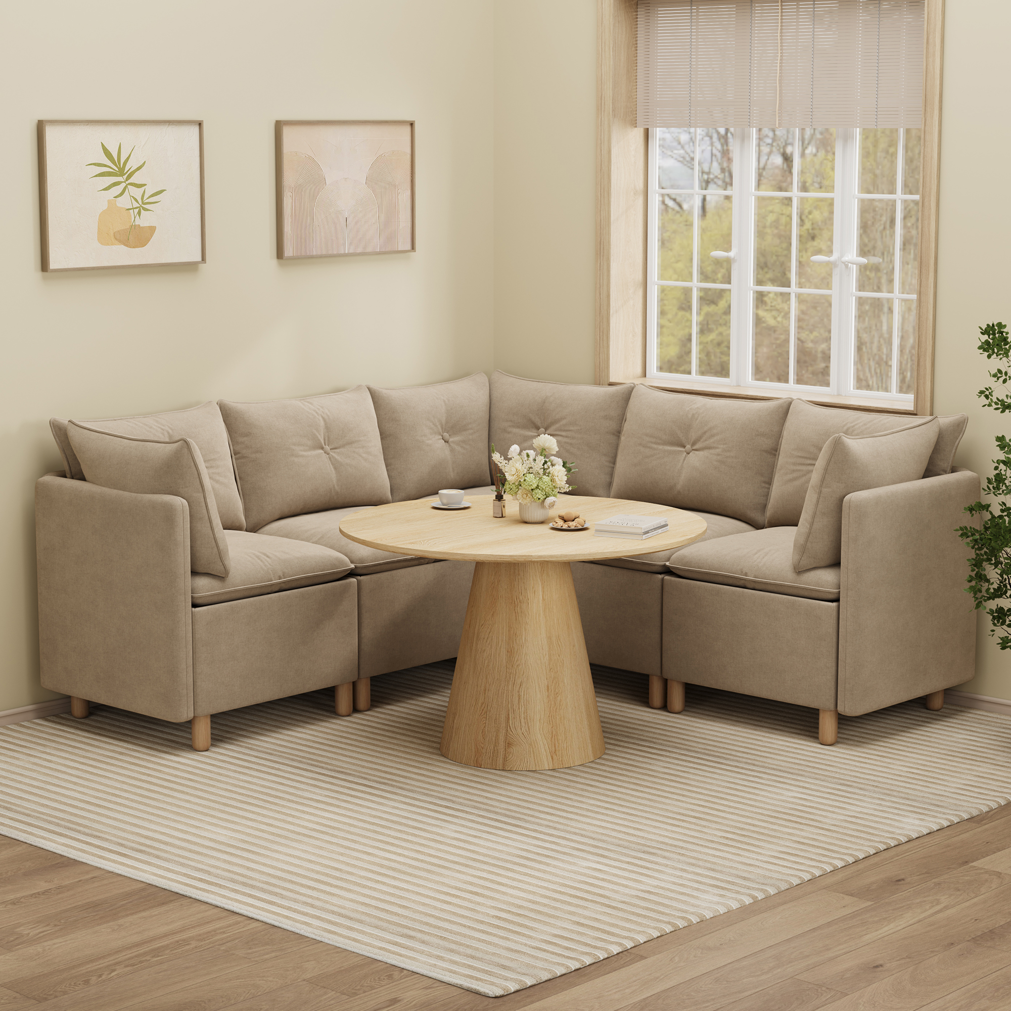 5-Seat Cozy Corner Sectional with Hidden Storage