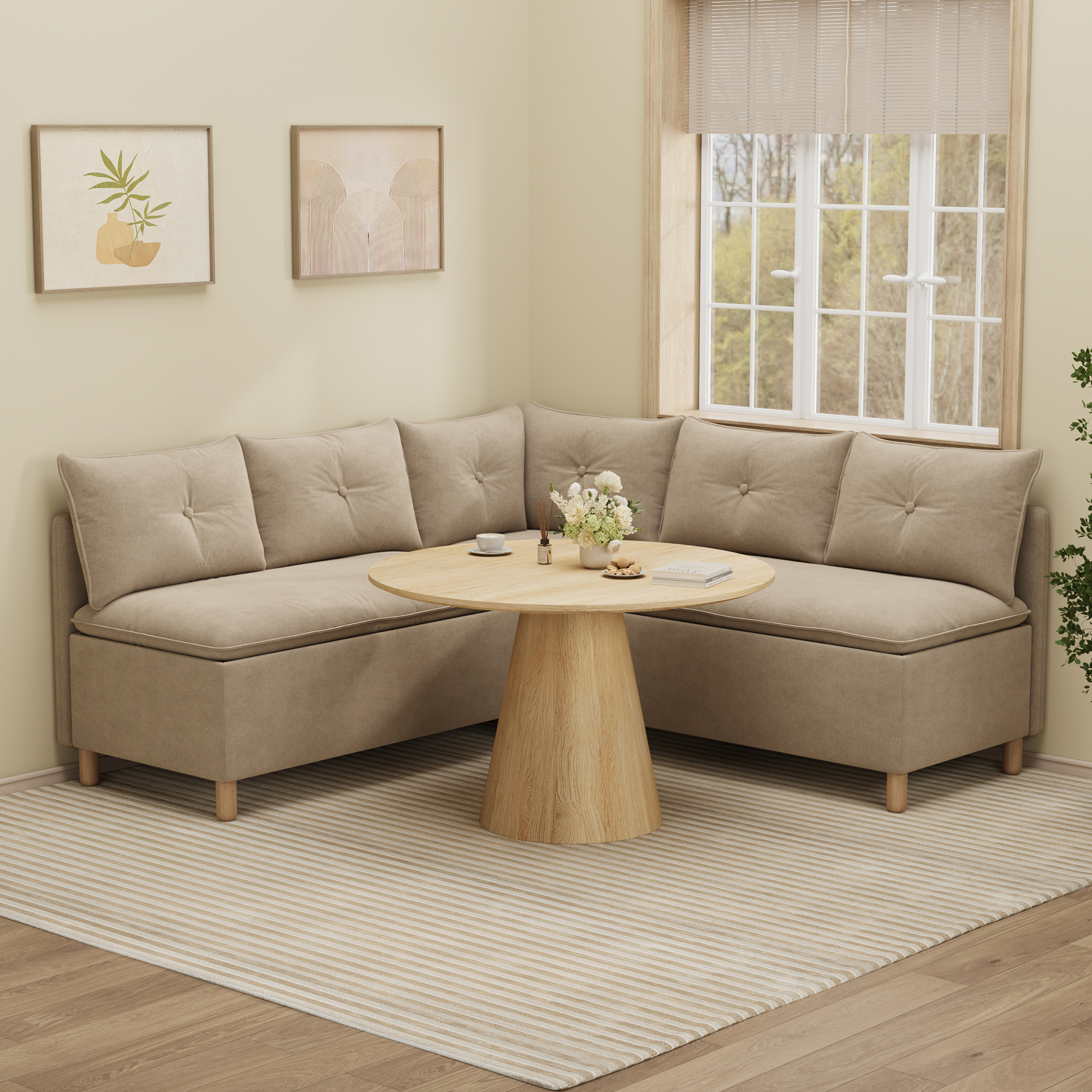 5-Seat Breakfast Bench with Hidden Storage