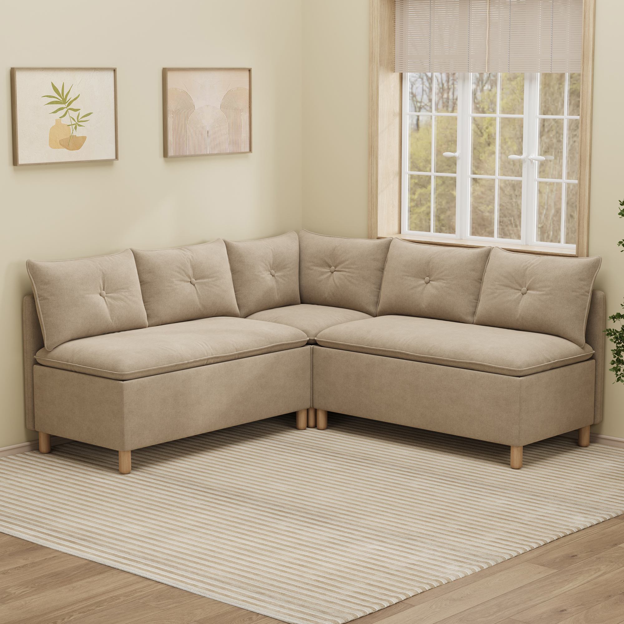 5-Seat Breakfast Bench with Hidden Storage
