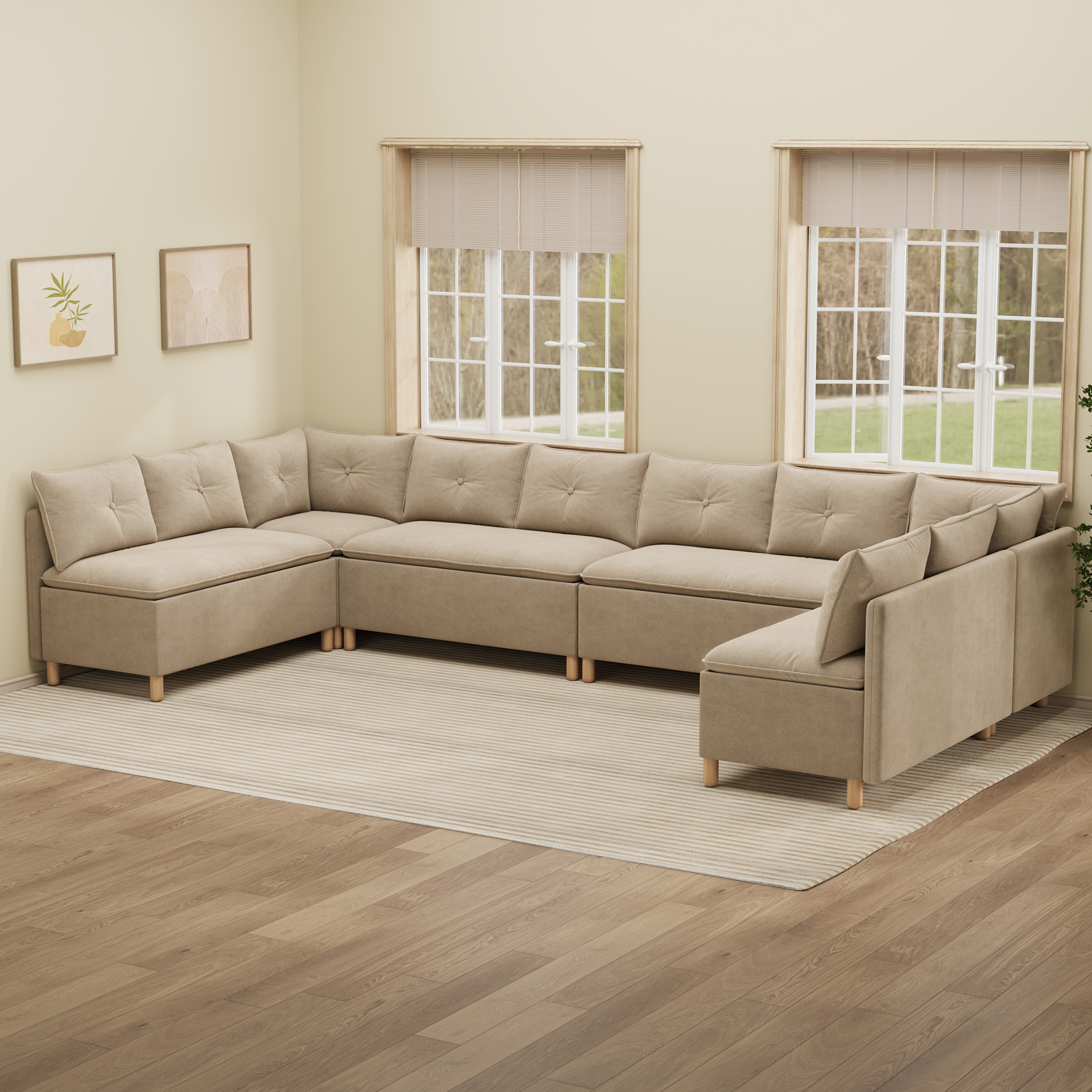10-Seat U-shaped Breakfast Nook with Hidden Storage