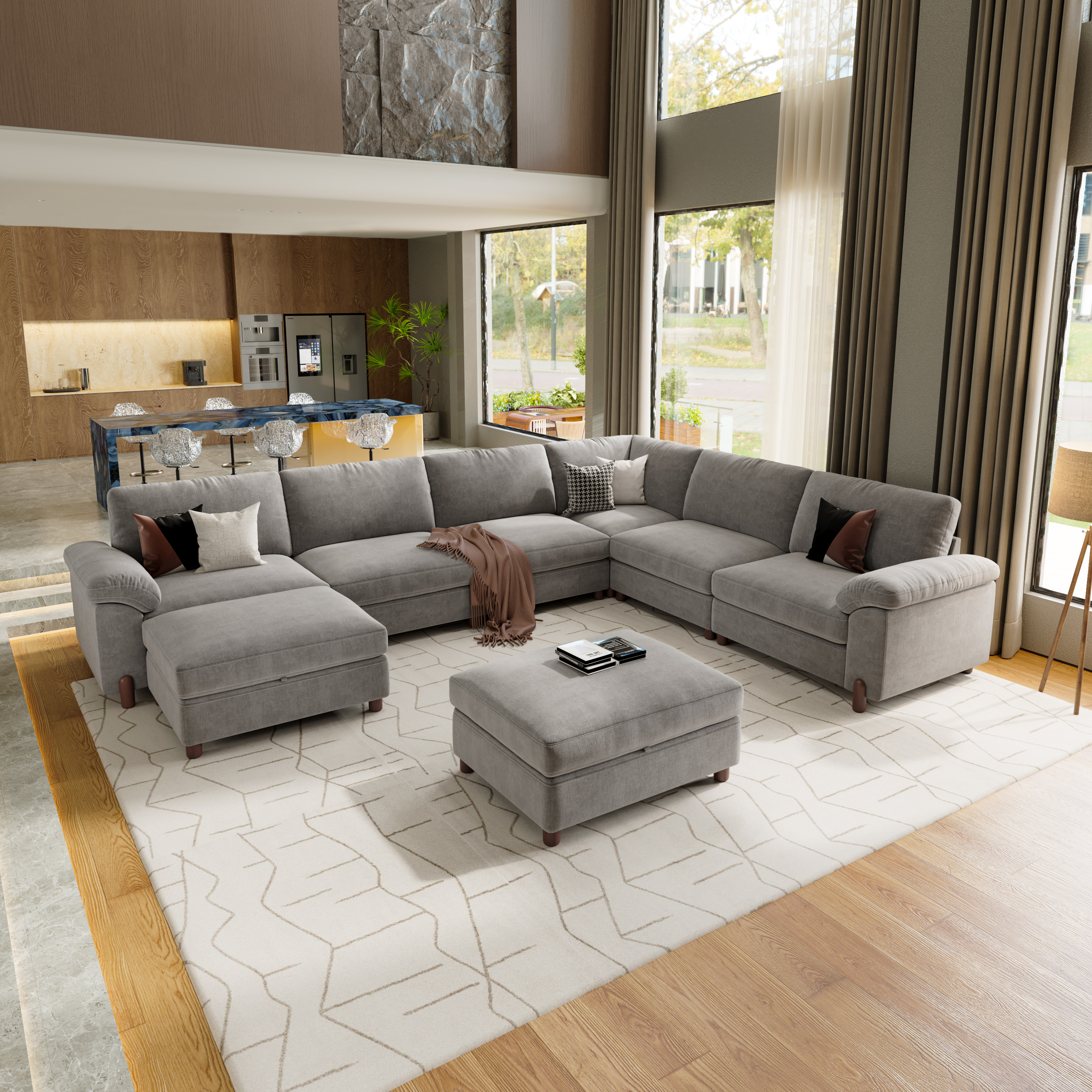 Vista 8-Seat Oversized Modular Sofa with Chaise Lounge
