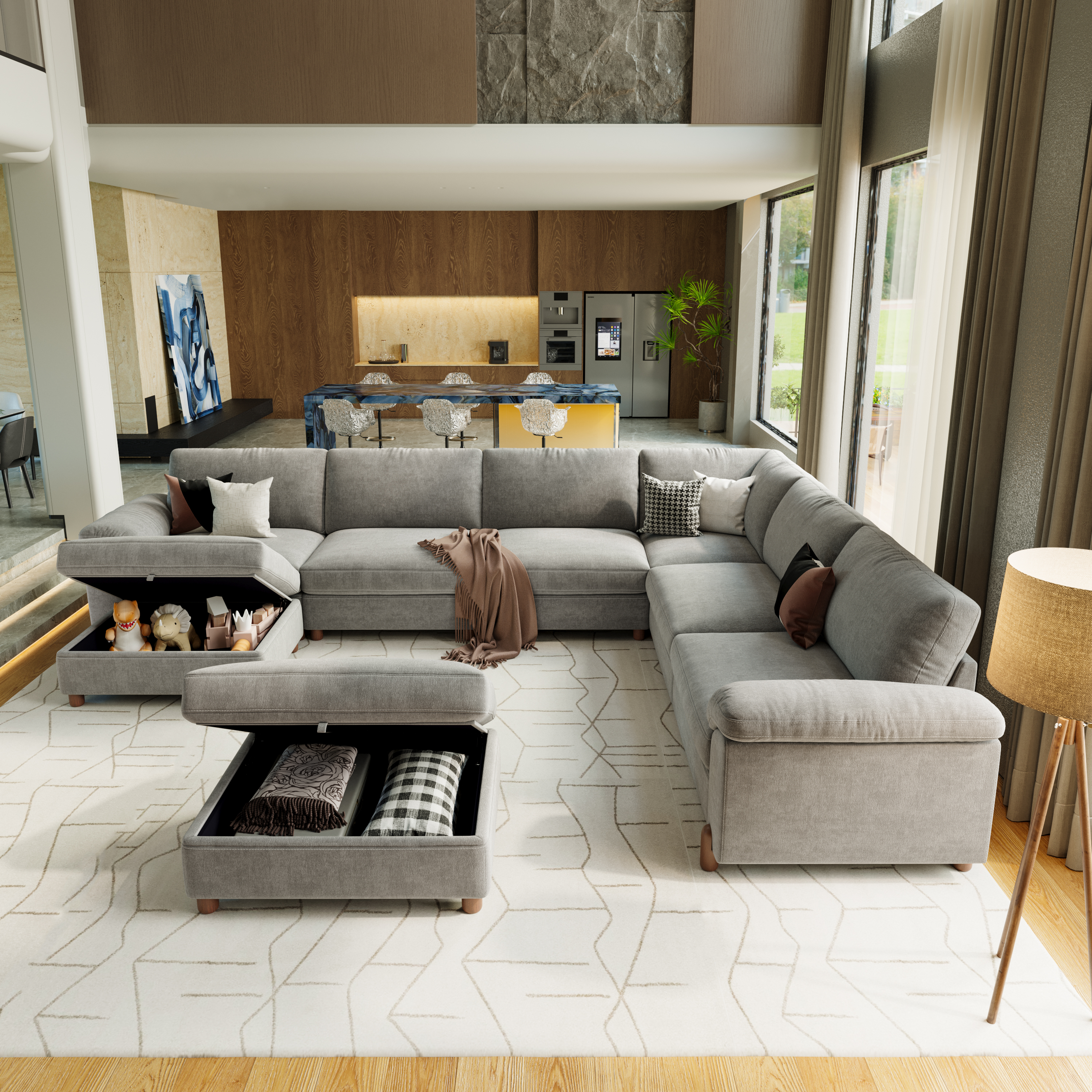 Vista 8-Seat Oversized Modular Sofa with Chaise Lounge