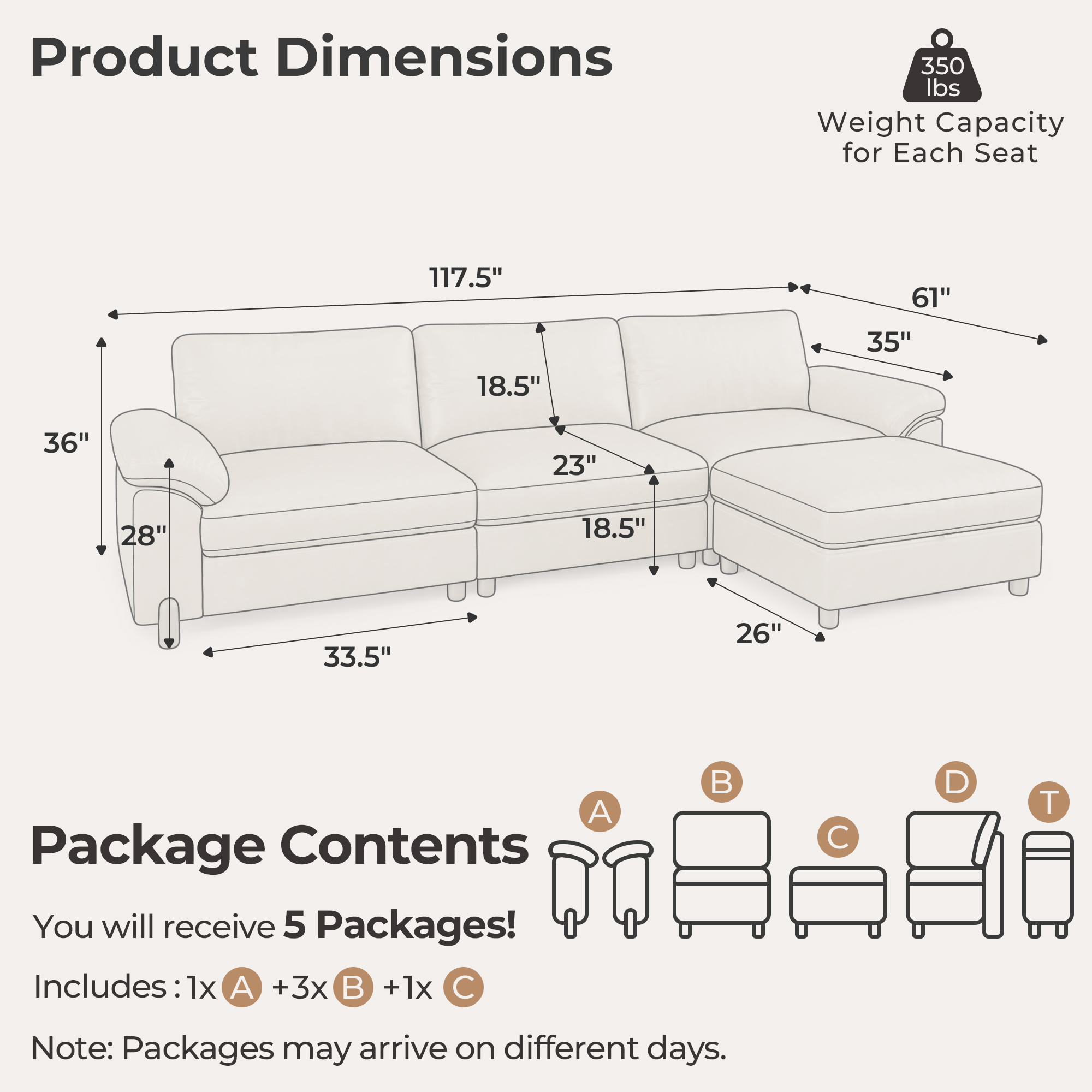 Vista 4-Seat Compact L-Shaped Sectional with Chaise