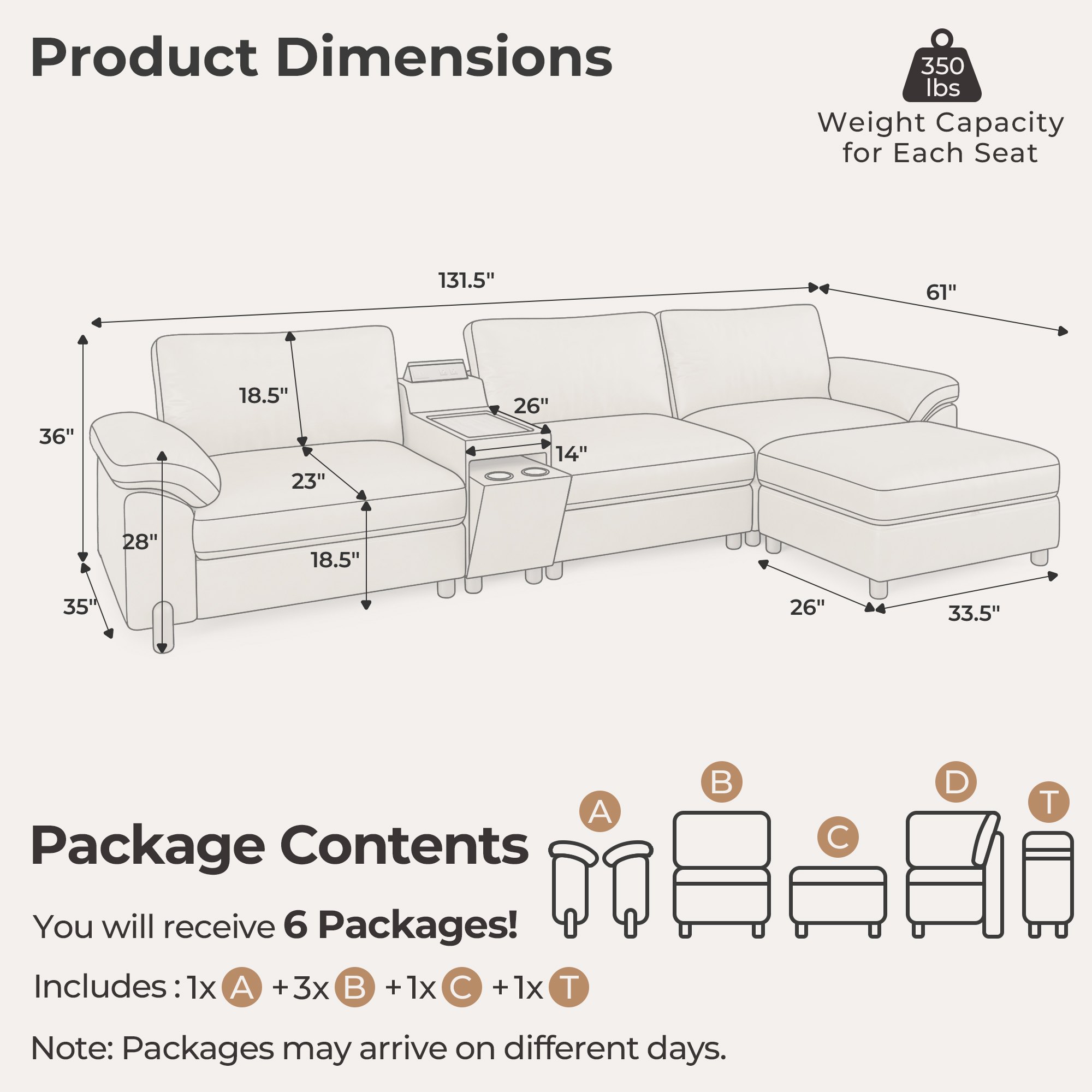 Vista 4-Seat Compact L-Shaped Sectional with Chaise Lounge