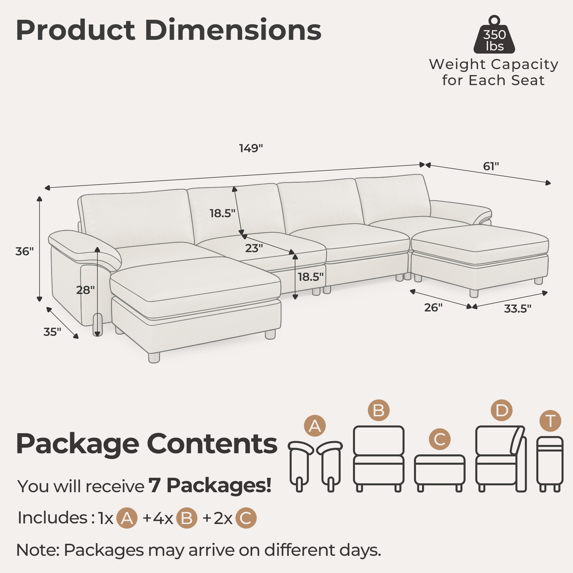 Vista 6-Seat U-Shaped Sectional with Hidden Storage