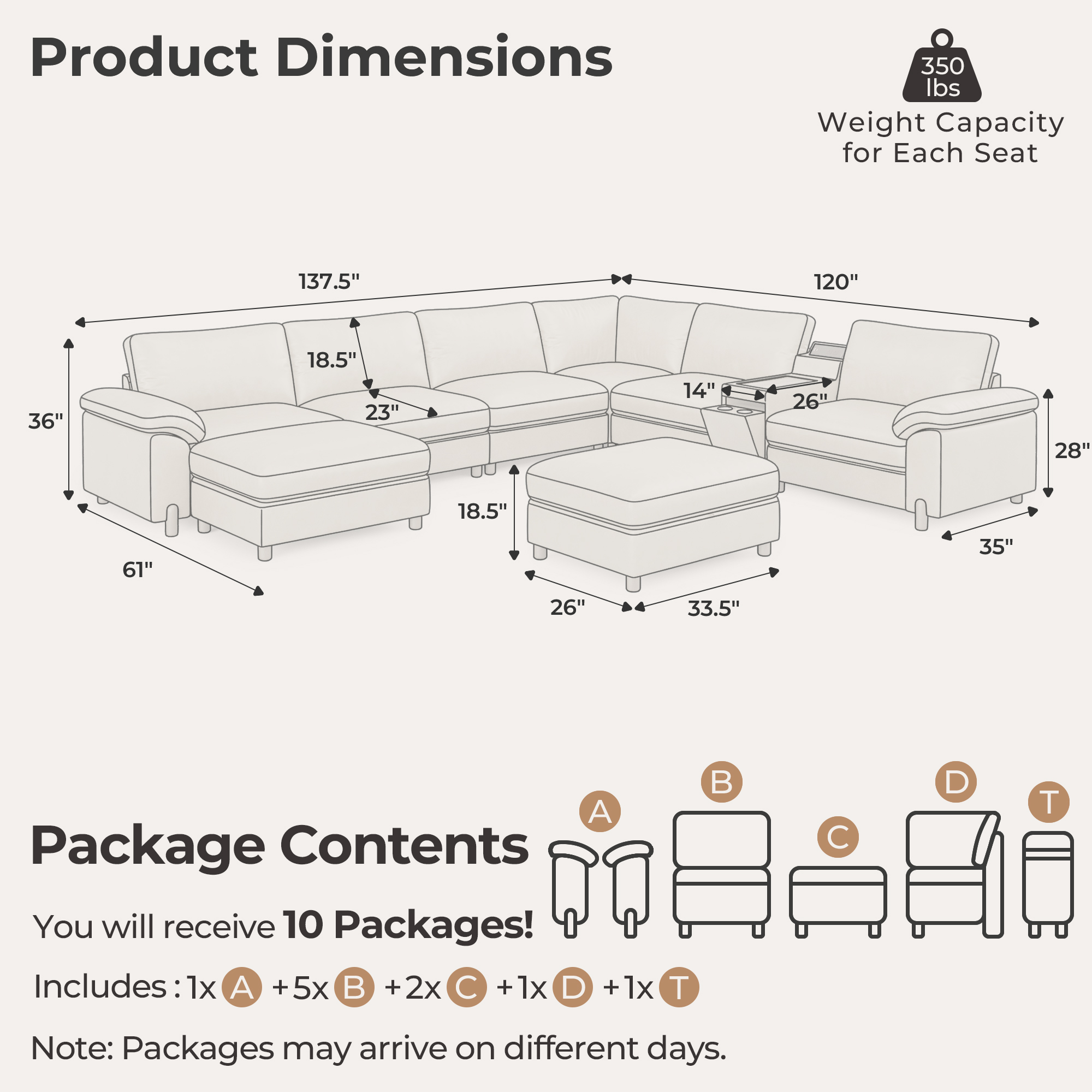 Vista 8-Seat U-Shaped Modular Sectional