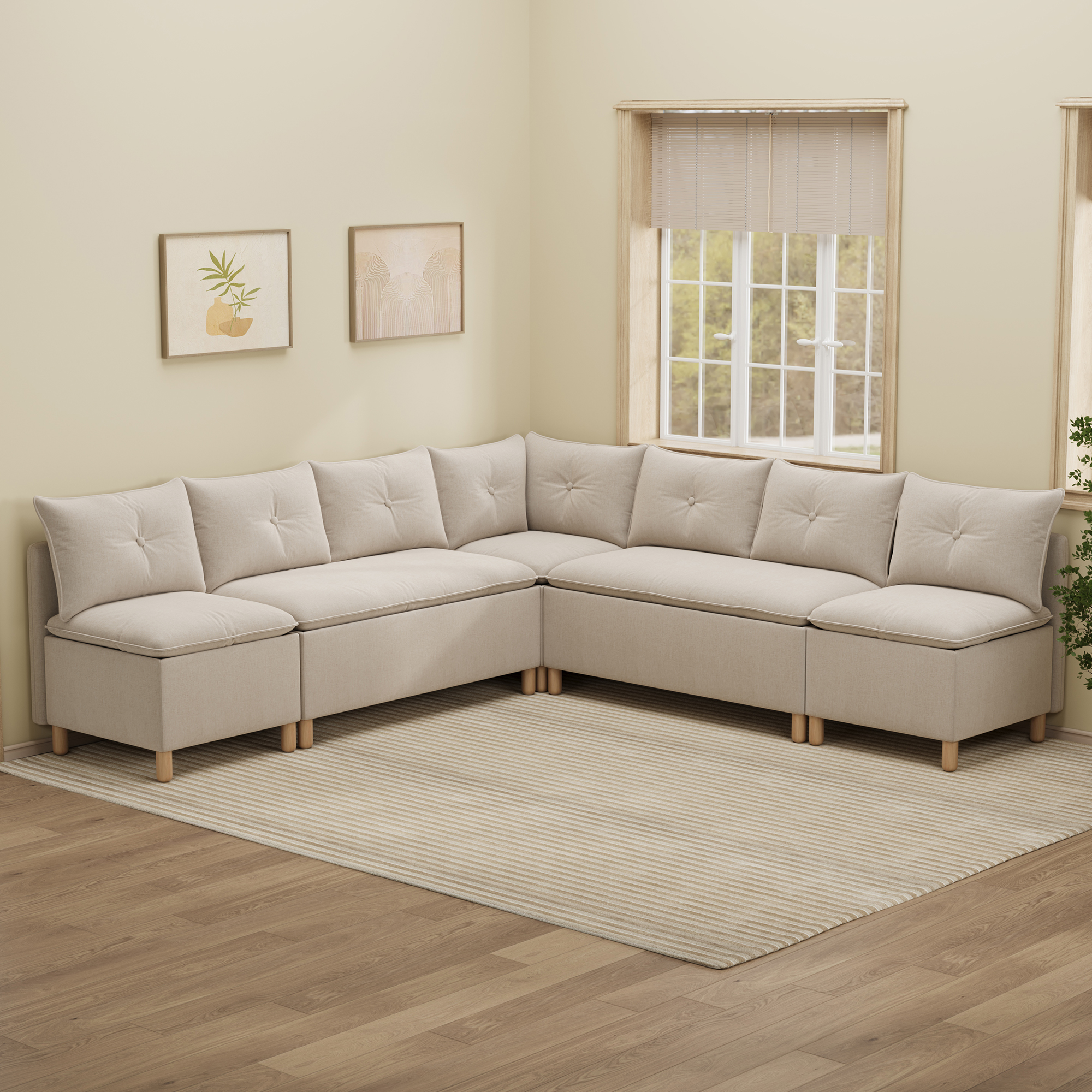 7-Seat Modern Family Room Corner Couch