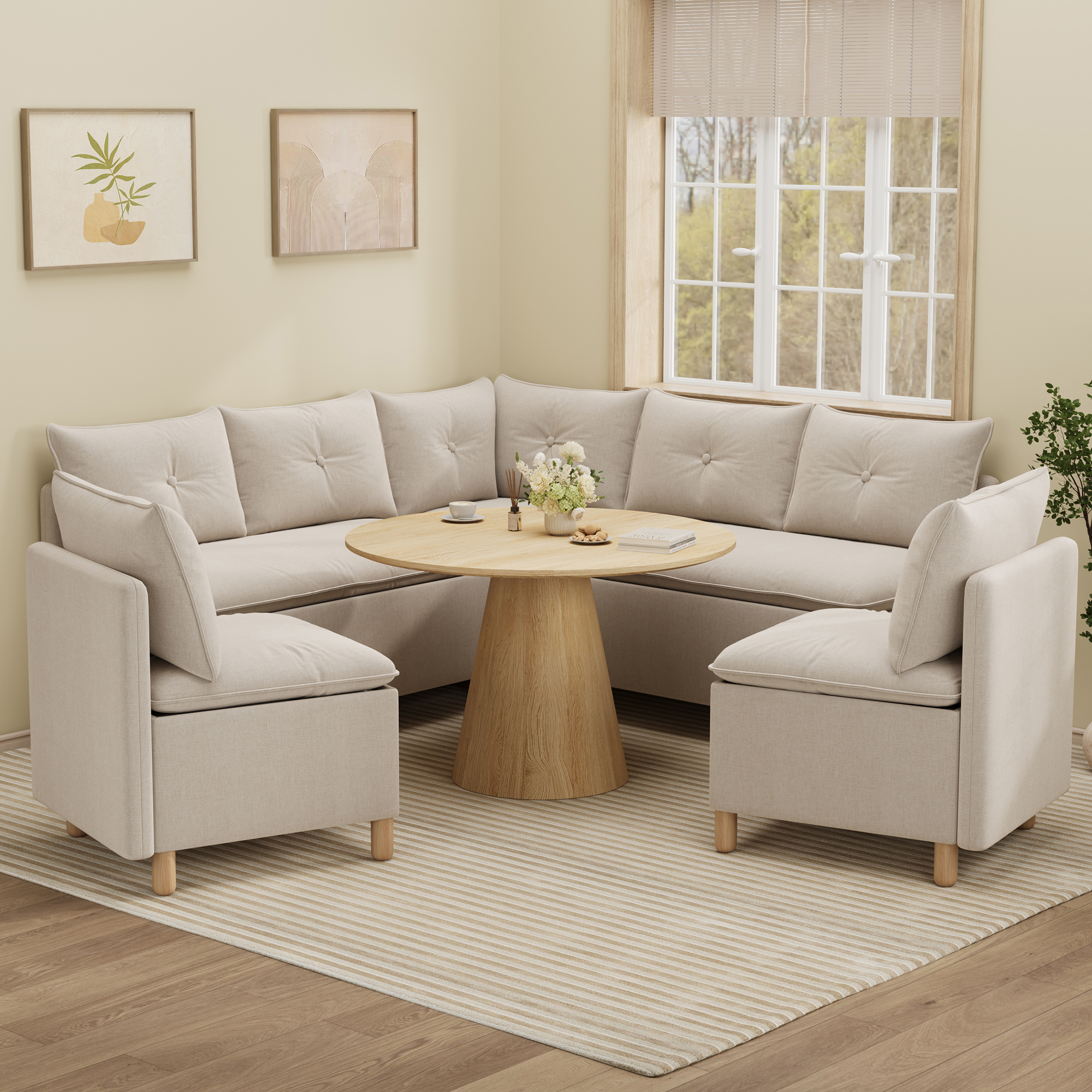 7-Seat Modern Family Room Corner Couch