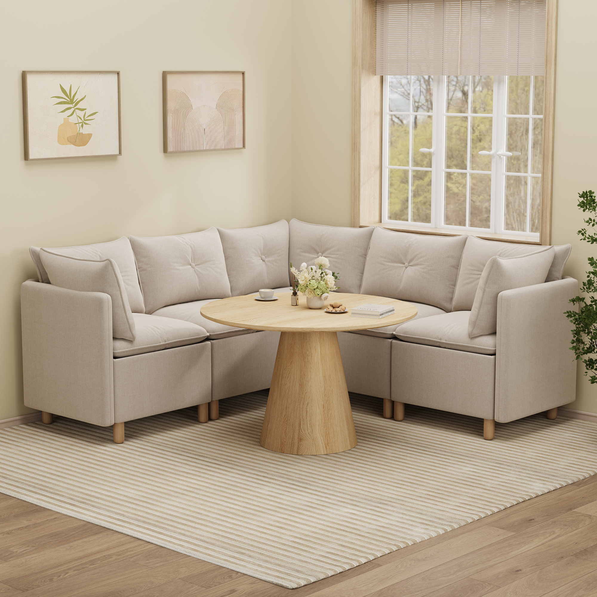 5-Seat Cozy Corner Sectional with Hidden Storage
