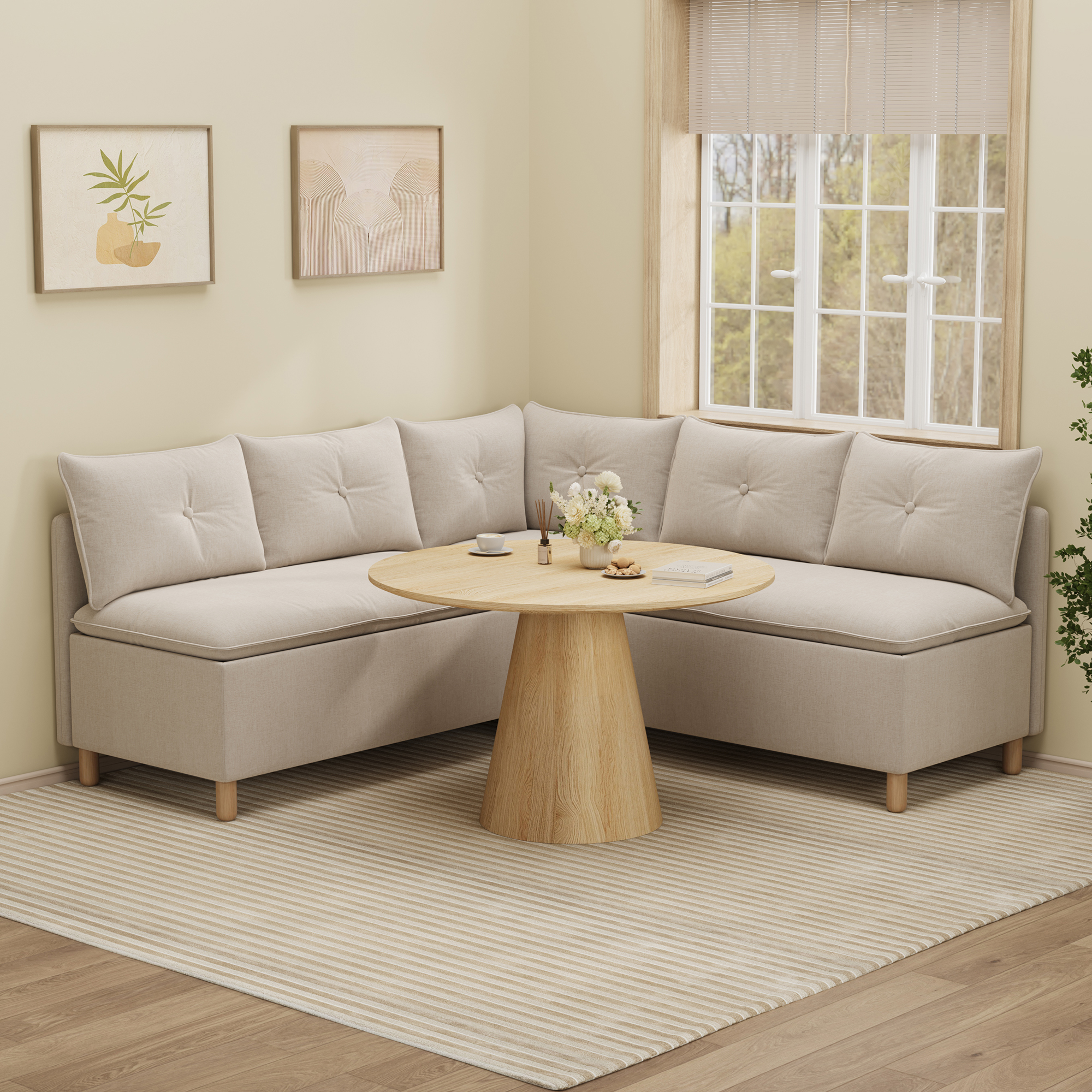 5-Seat Breakfast Bench with Hidden Storage