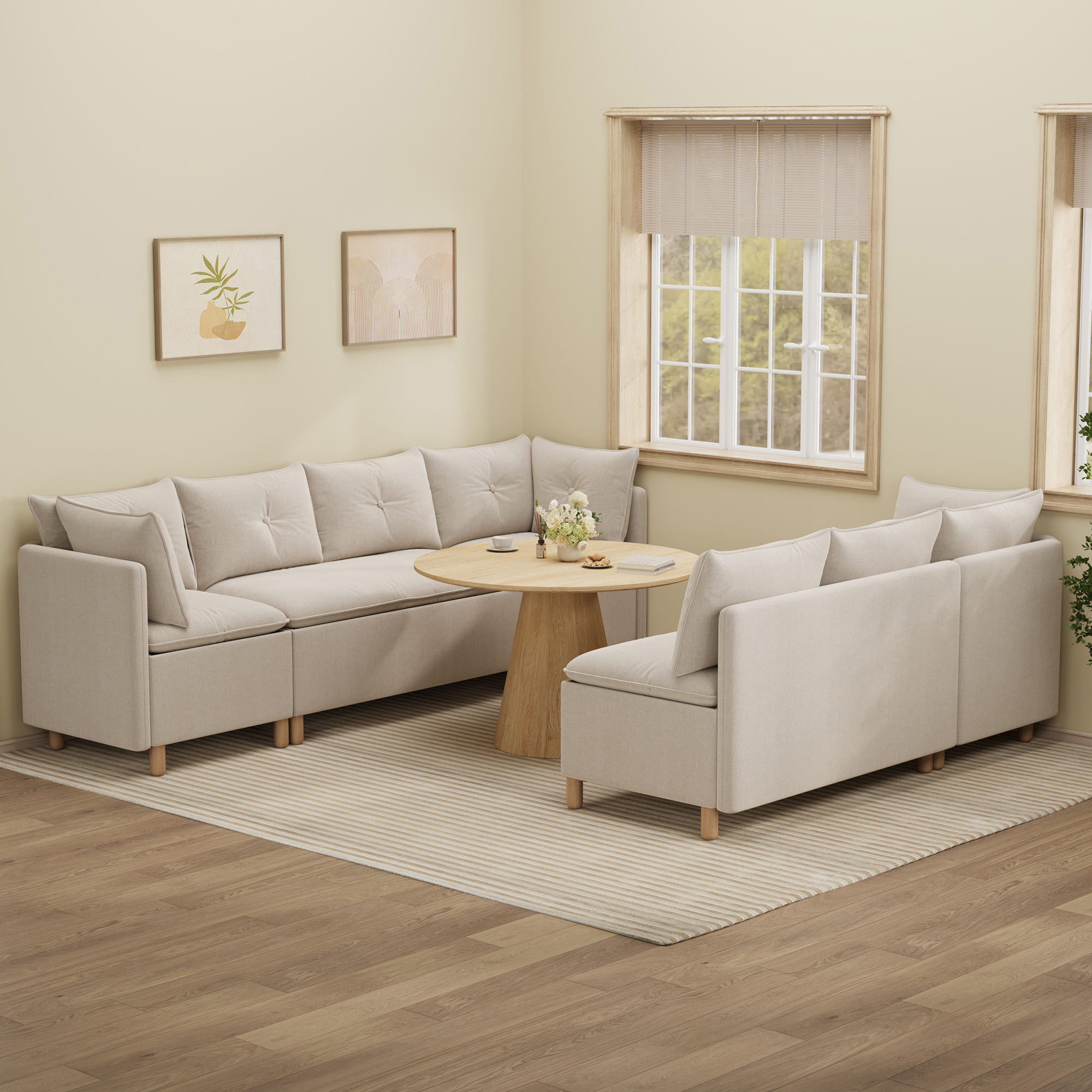 7-Seat Lounge Space with Hidden Storage