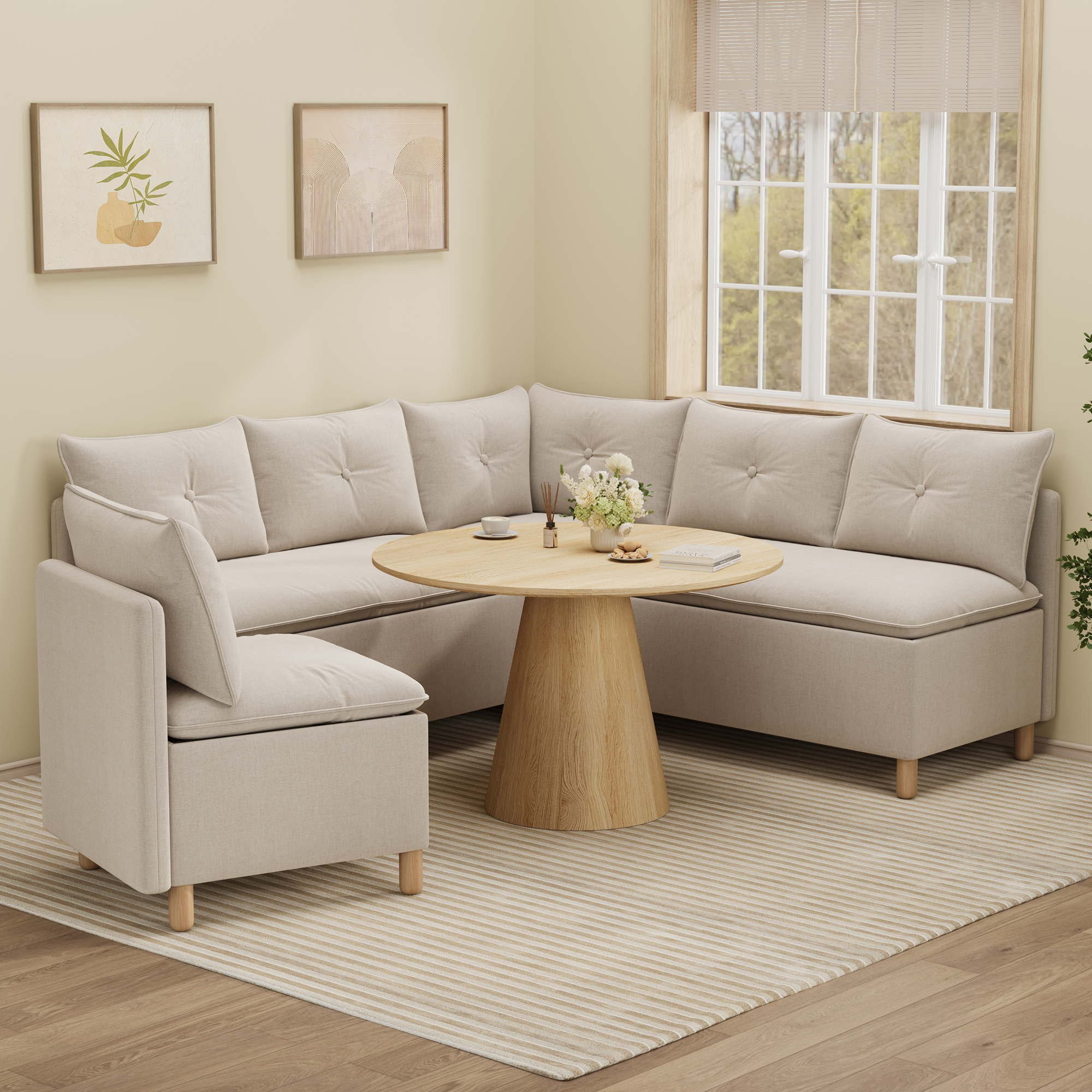 6-Seat L-shaped Corner Sectional Sofa
