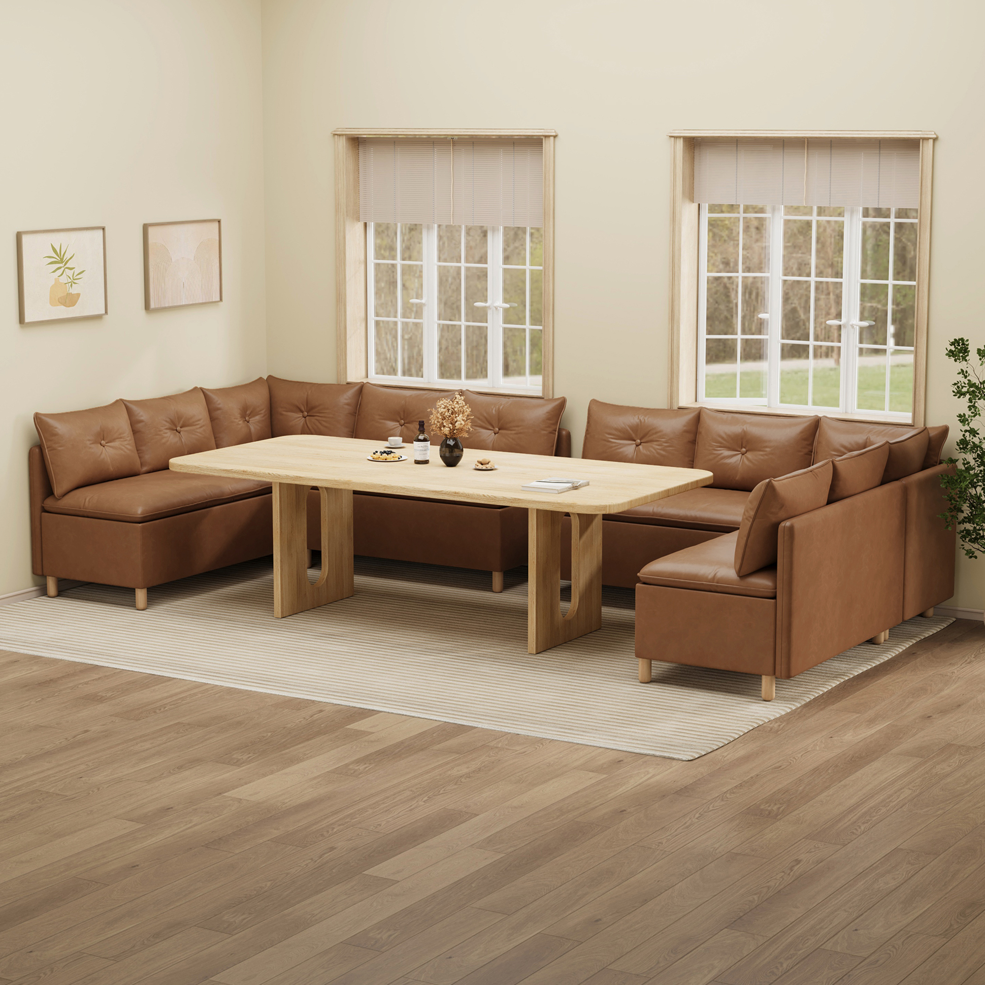 10-Seat U-shaped Breakfast Nook with Hidden Storage
