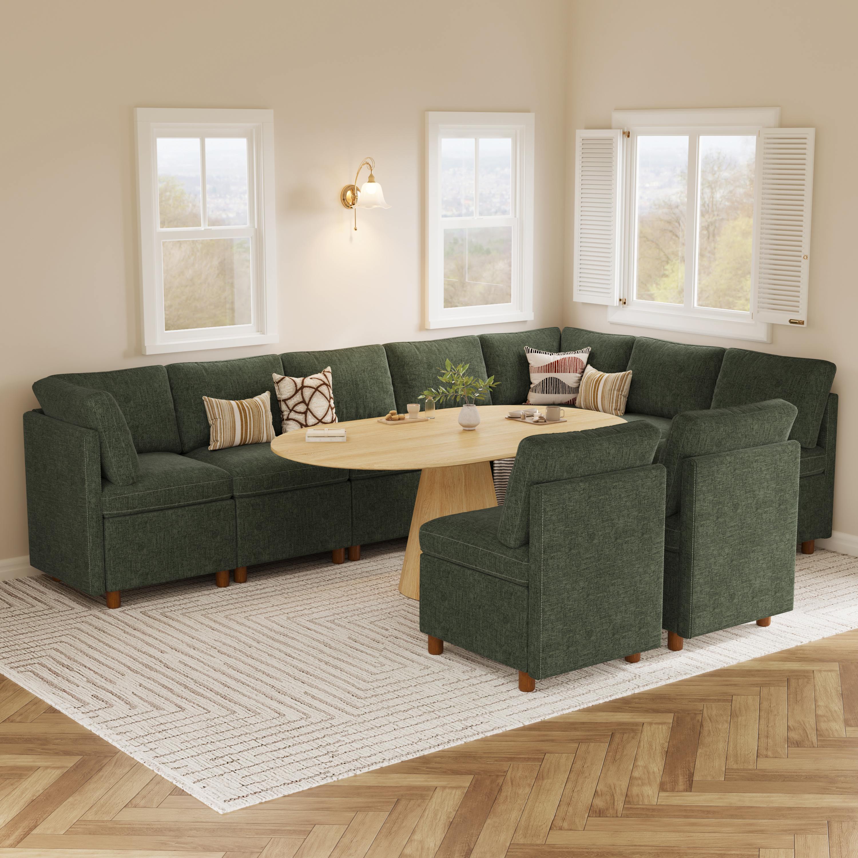 Aura 9-Seat U-Shaped Breakfast Nook with Hidden Storage