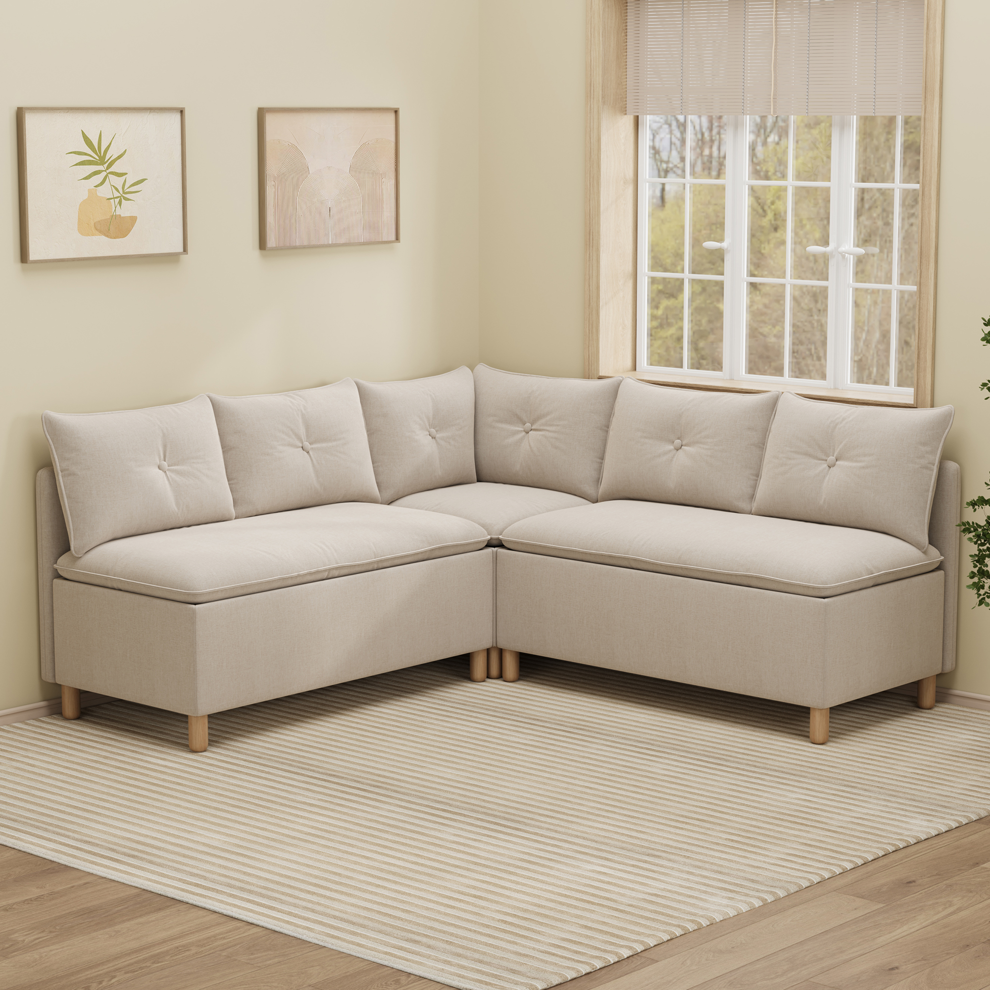 5-Seat Breakfast Bench with Hidden Storage