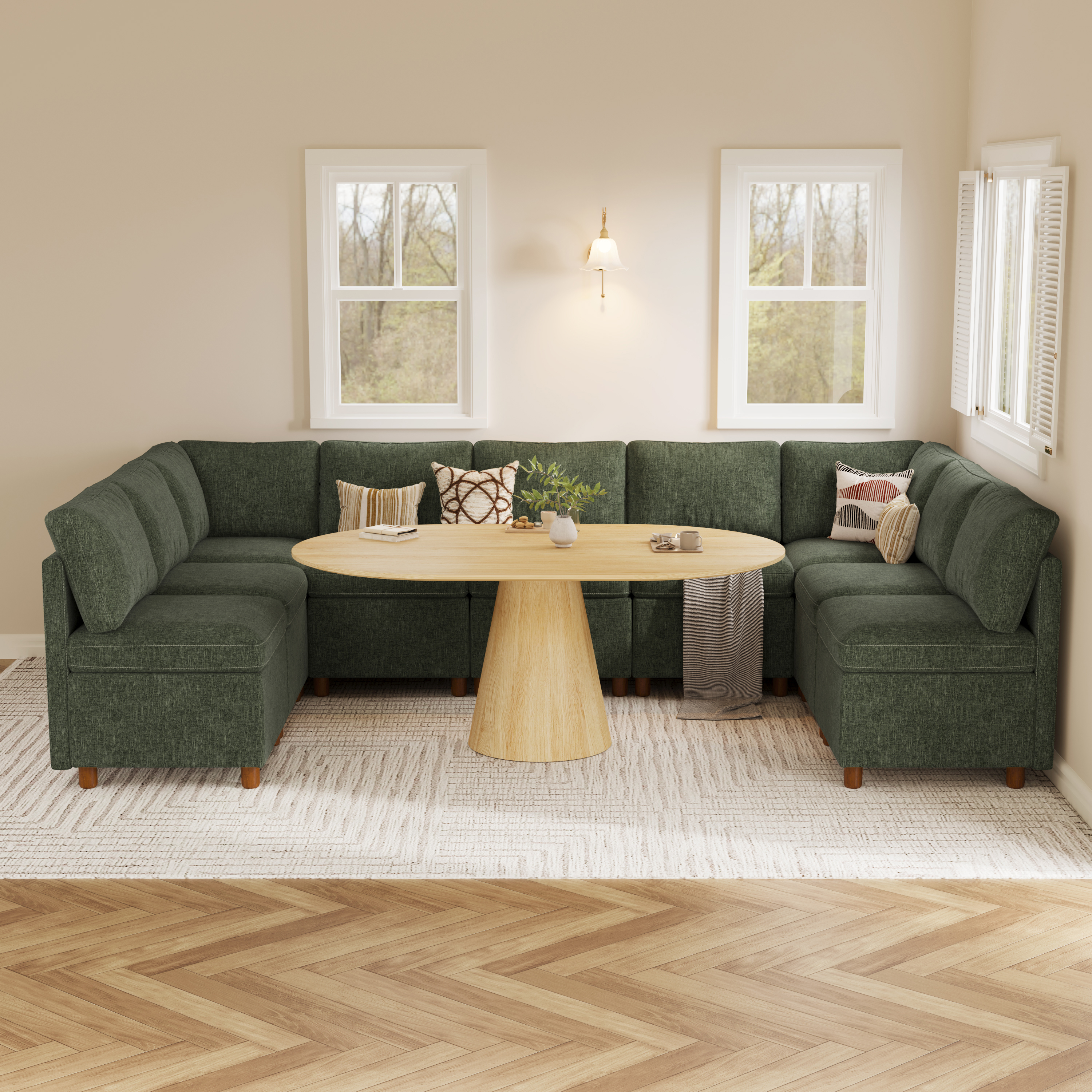 Aura 9-Seat U-Shaped Breakfast Nook with Hidden Storage