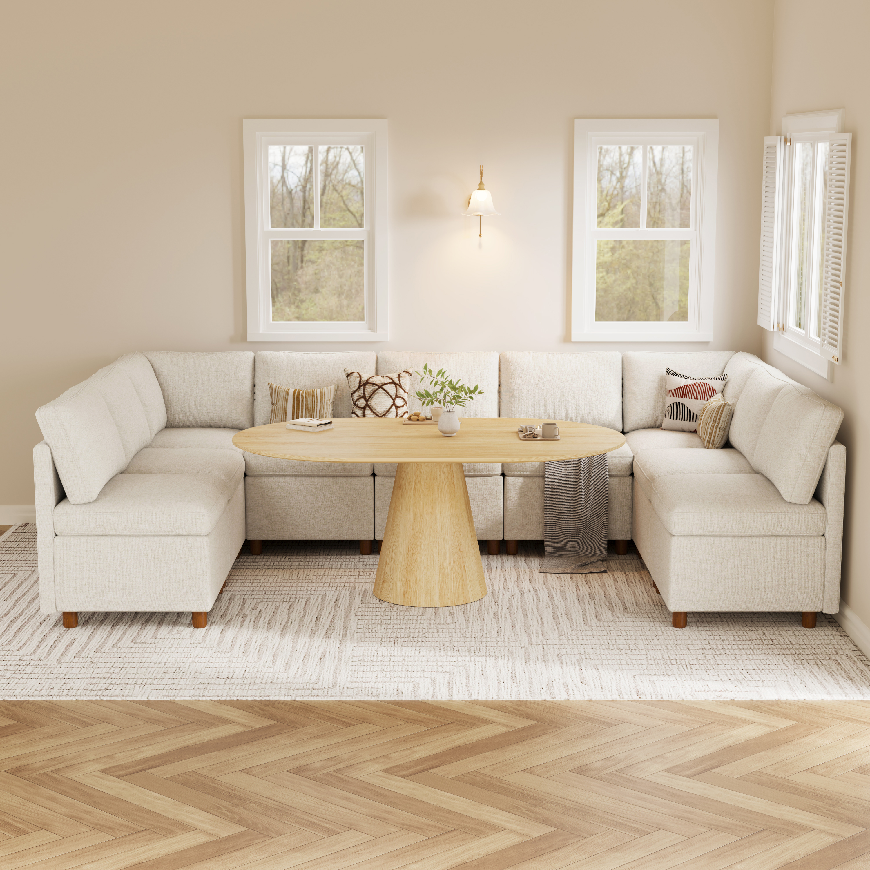 Aura 9-Seat U-Shaped Breakfast Nook with Hidden Storage