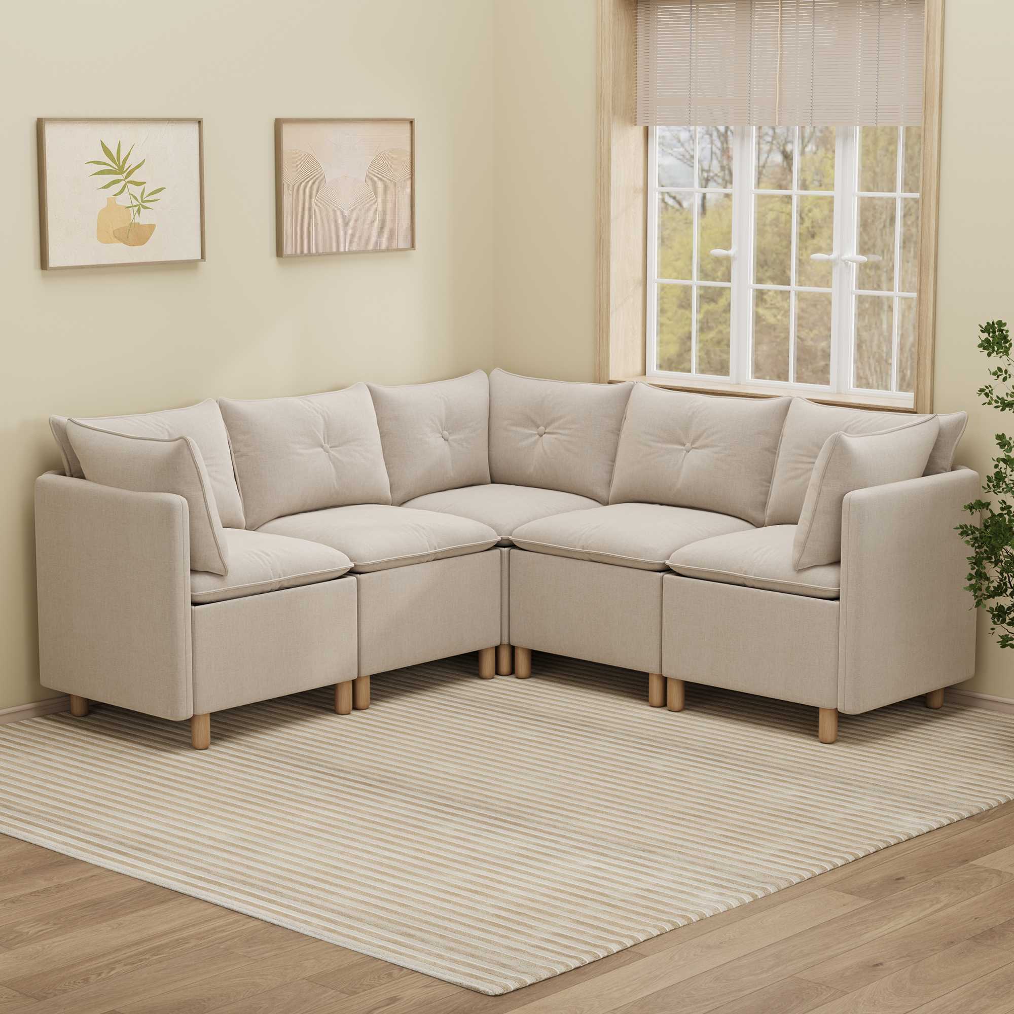 5-Seat Cozy Corner Sectional with Hidden Storage