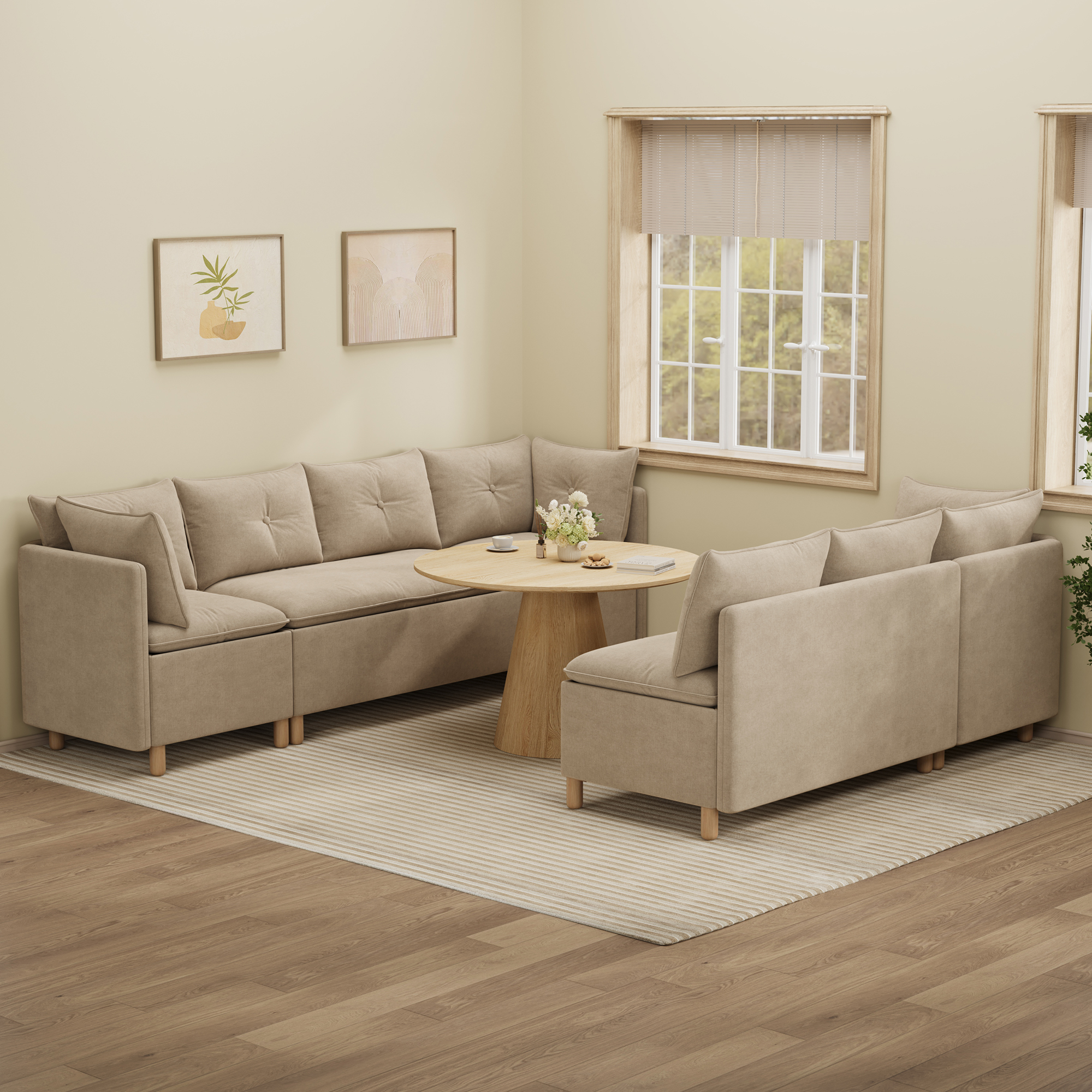 7-Seat Lounge Space with Hidden Storage