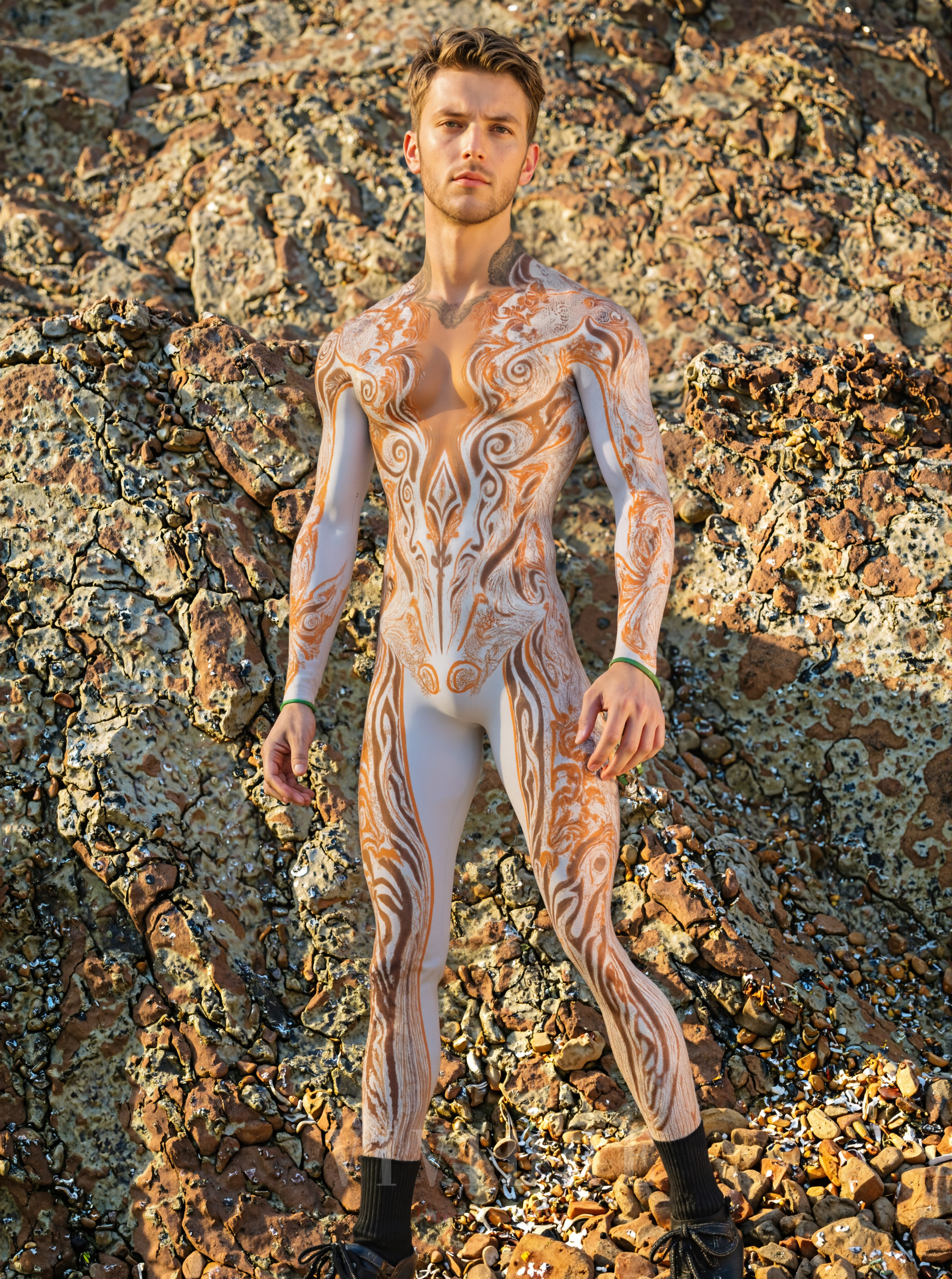 Orange_Textured_Male_Costume_Men's_Wear_VIVIDHE