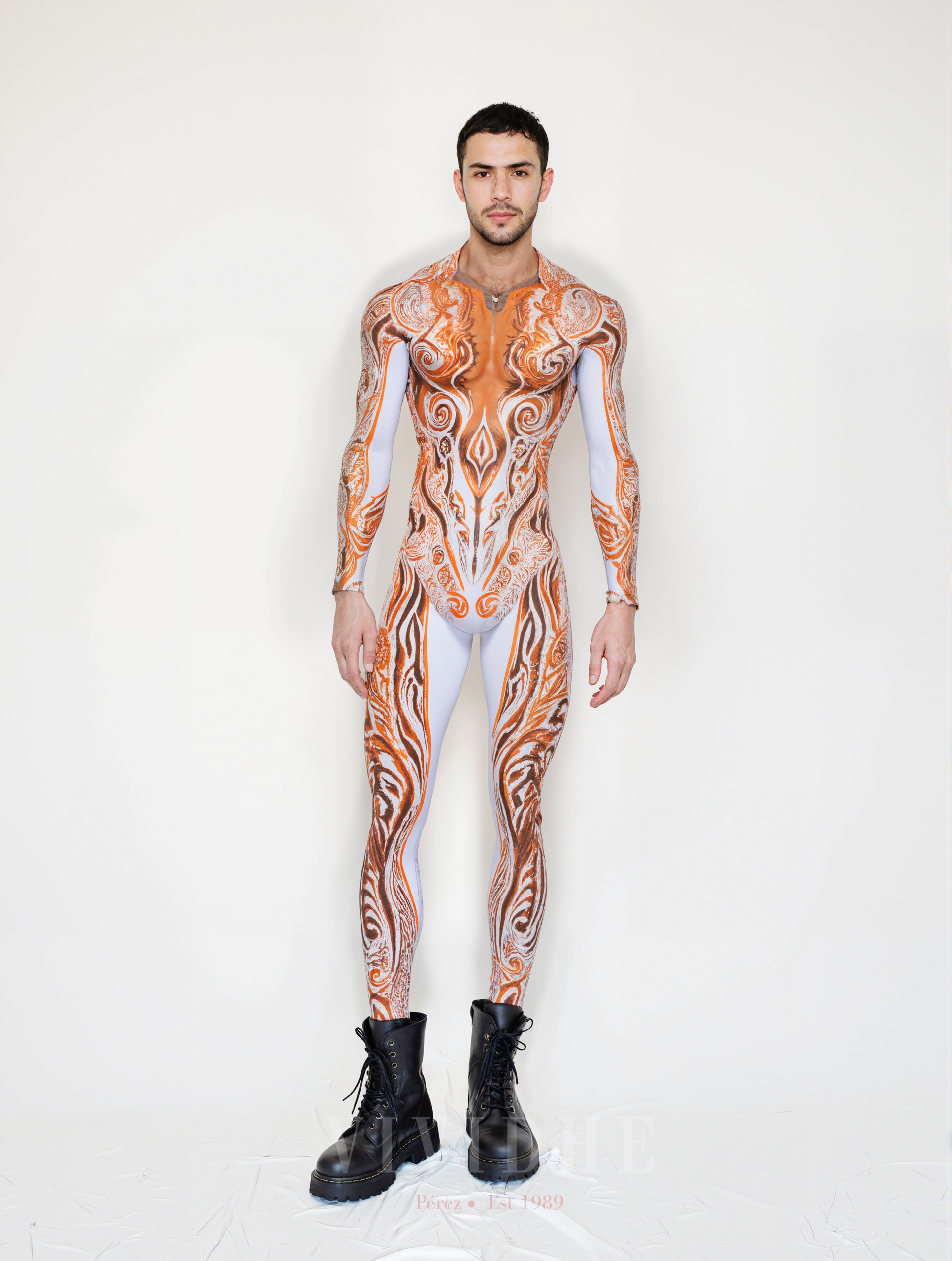 Orange_Textured_Male_Costume_Men's_Wear_VIVIDHE