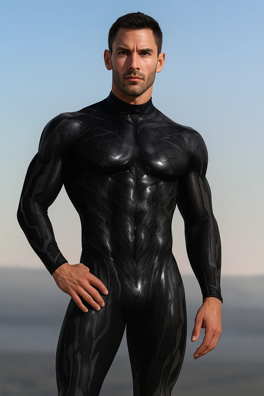 VIVIDHE Black Patterned Bodysuit VV521