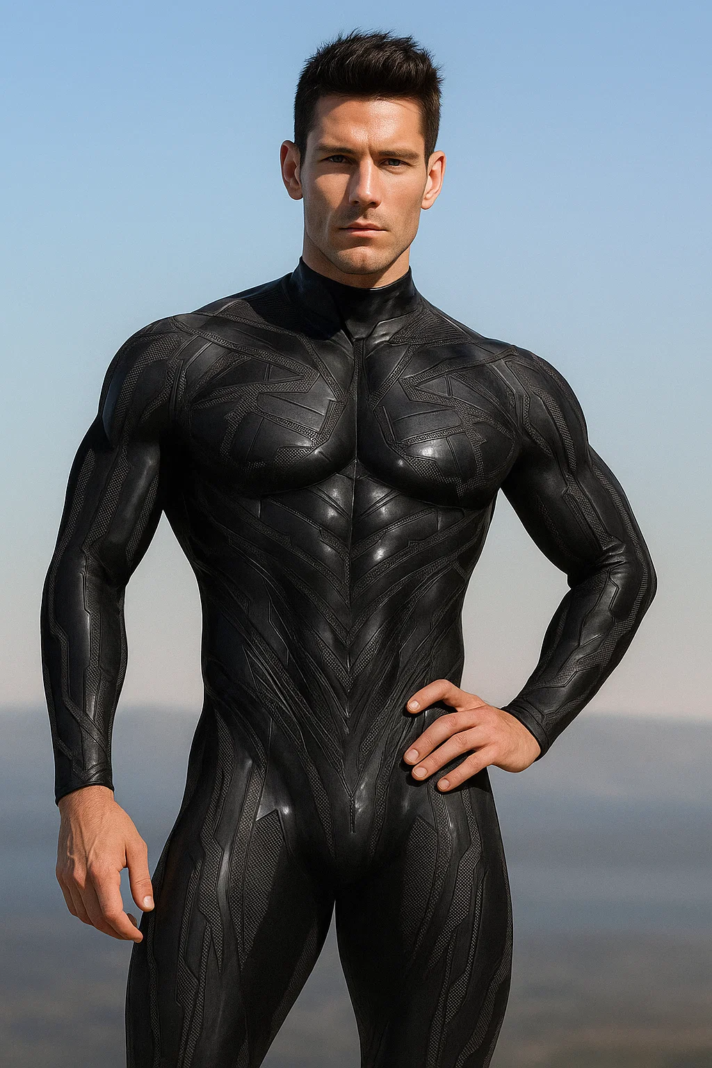 VIVIDHE Black Patterned Bodysuit VV521