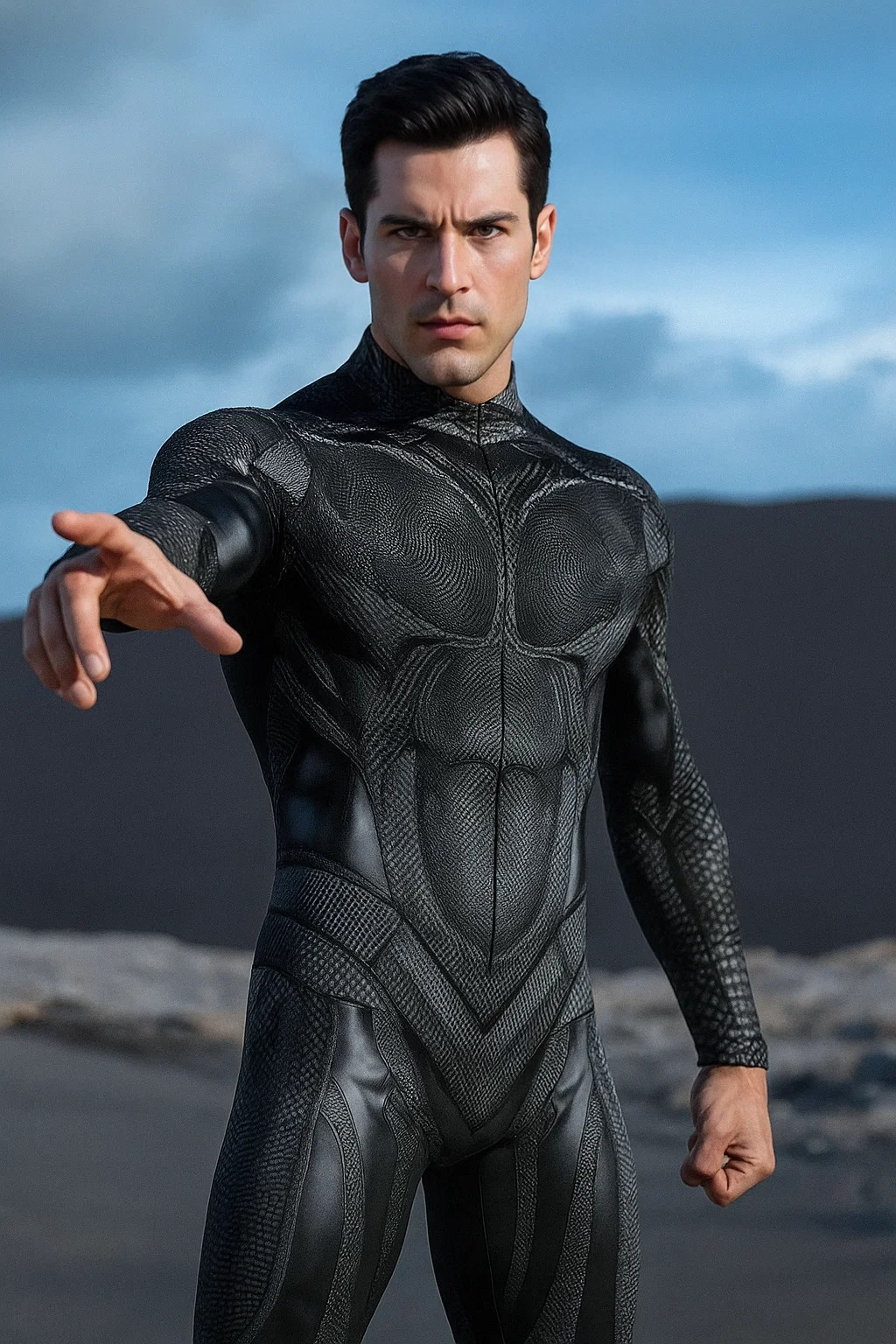 VIVIDHE Black Patterned Bodysuit VV523