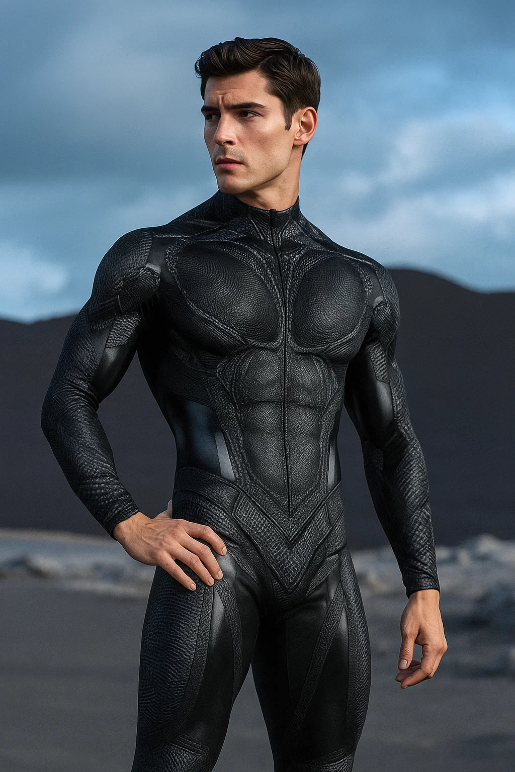 VIVIDHE Black Patterned Bodysuit VV523