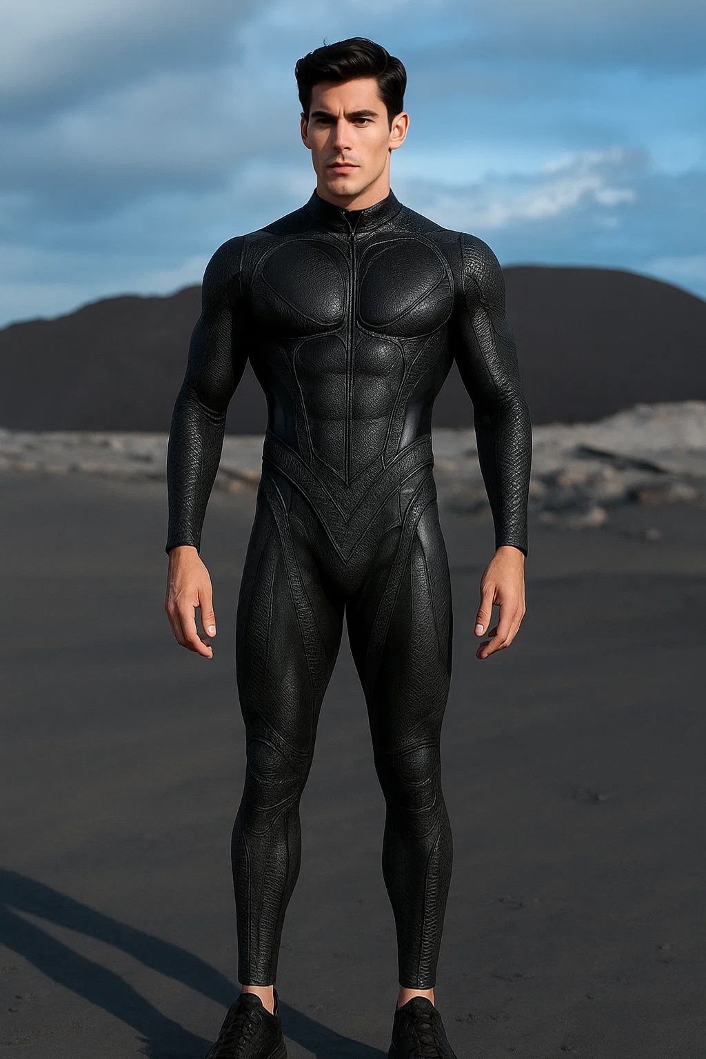 VIVIDHE Black Patterned Bodysuit VV523