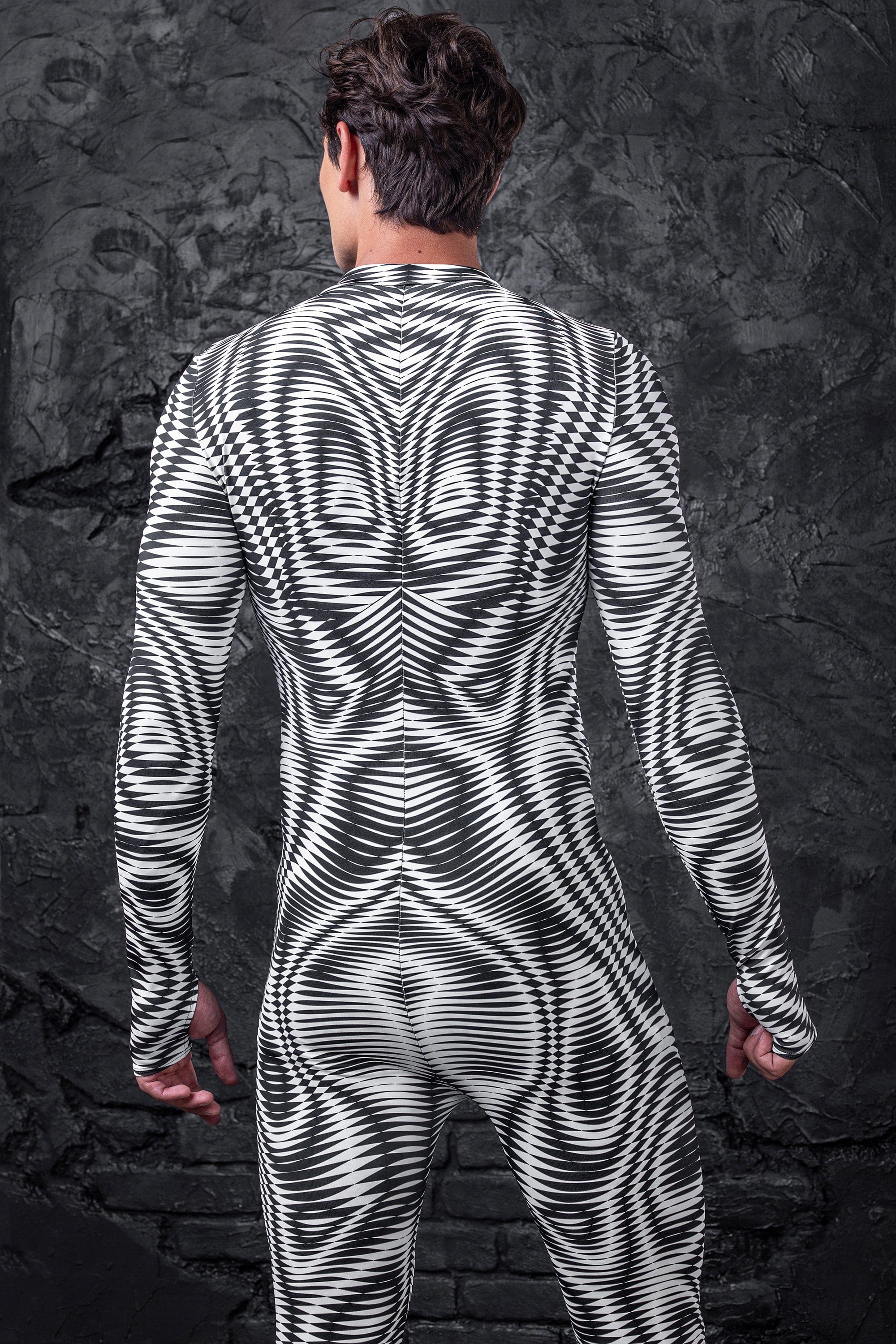 VIVIDHE Black White Ripple Bodysuit VV514