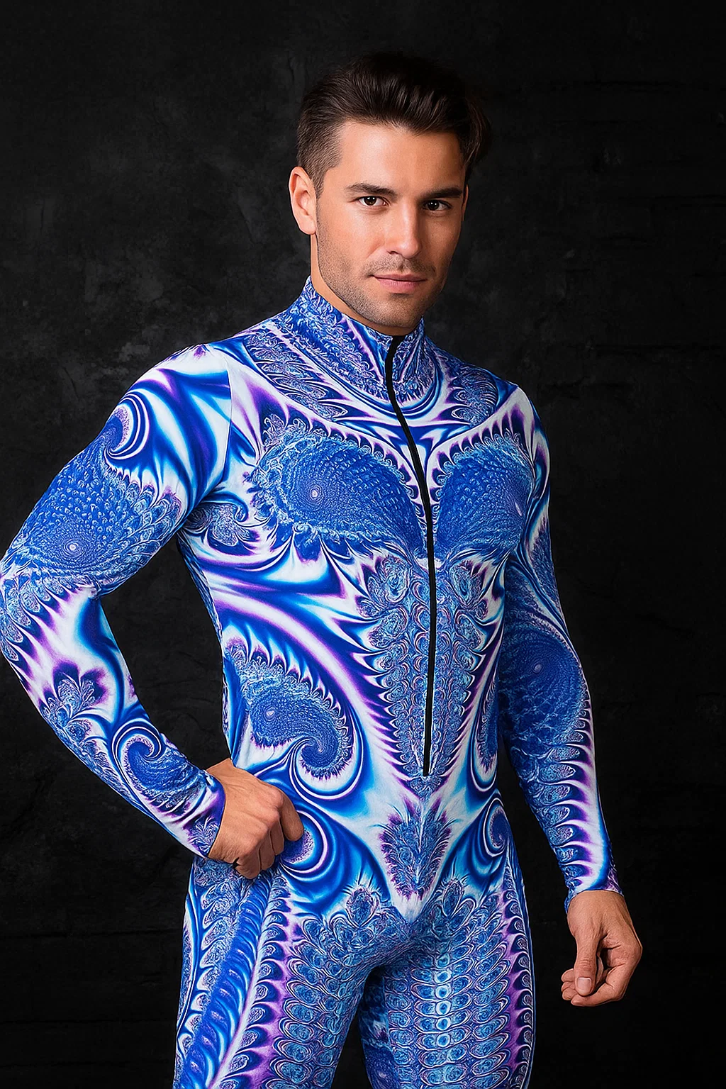 VIVIDHE Blue Purple Abstract Bodysuit VV515