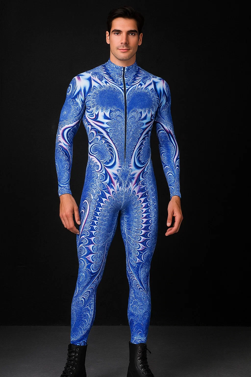 VIVIDHE Blue Purple Abstract Bodysuit VV515