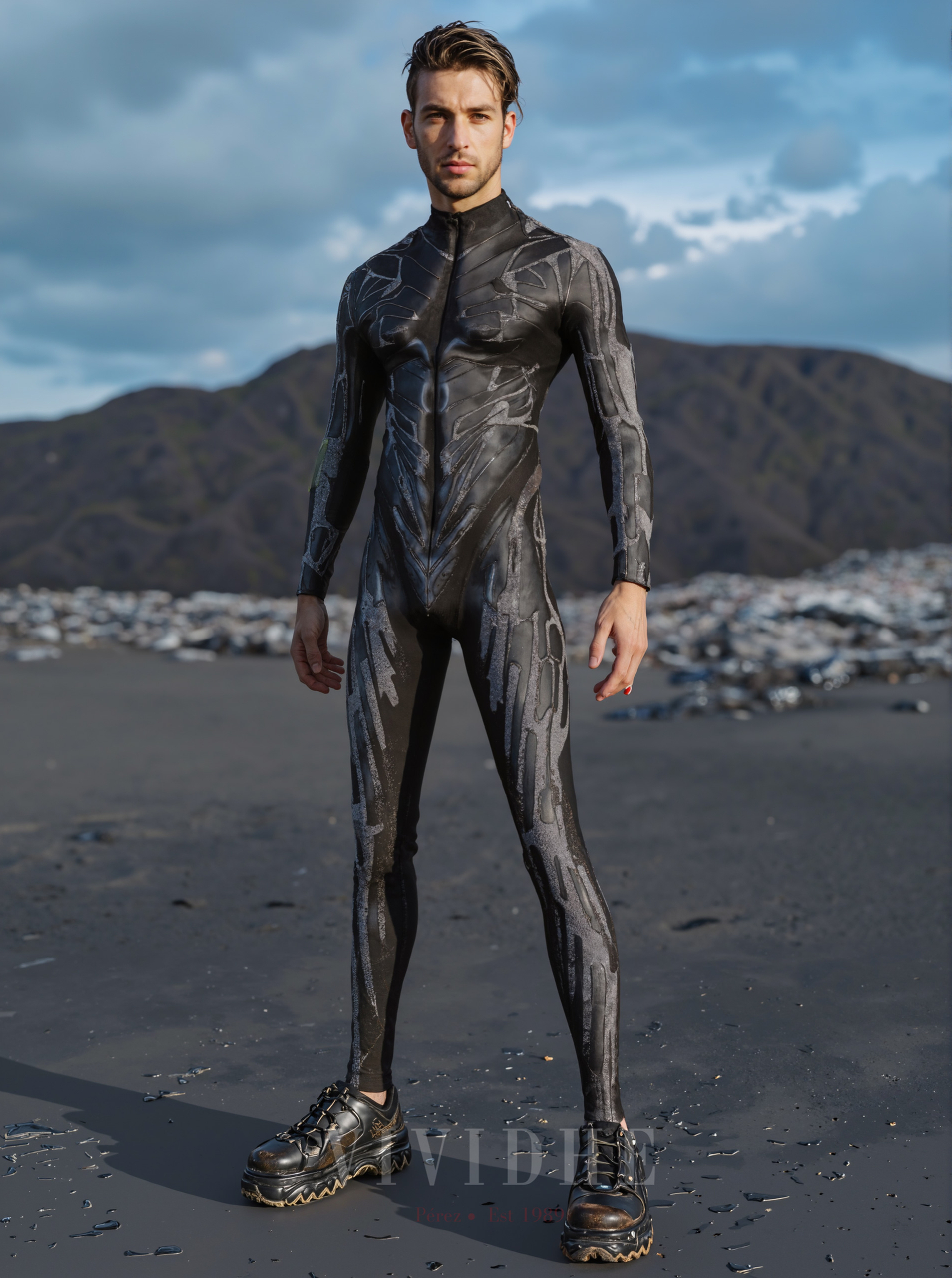 Black_Textured_Male_Costume_Men's_Tight-fitting_Wear_VIVIDHE