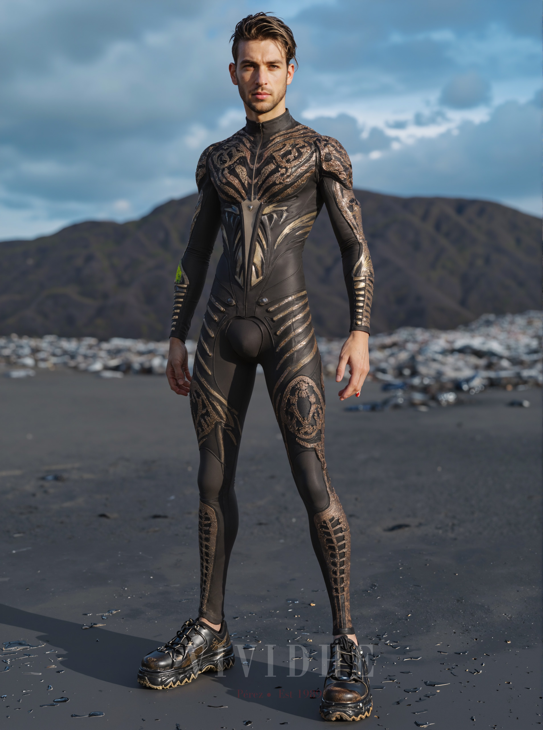 Black_Textured_Male_Costume_Men's_Wear_for_Fitness_or_Fashion_VIVIDHE