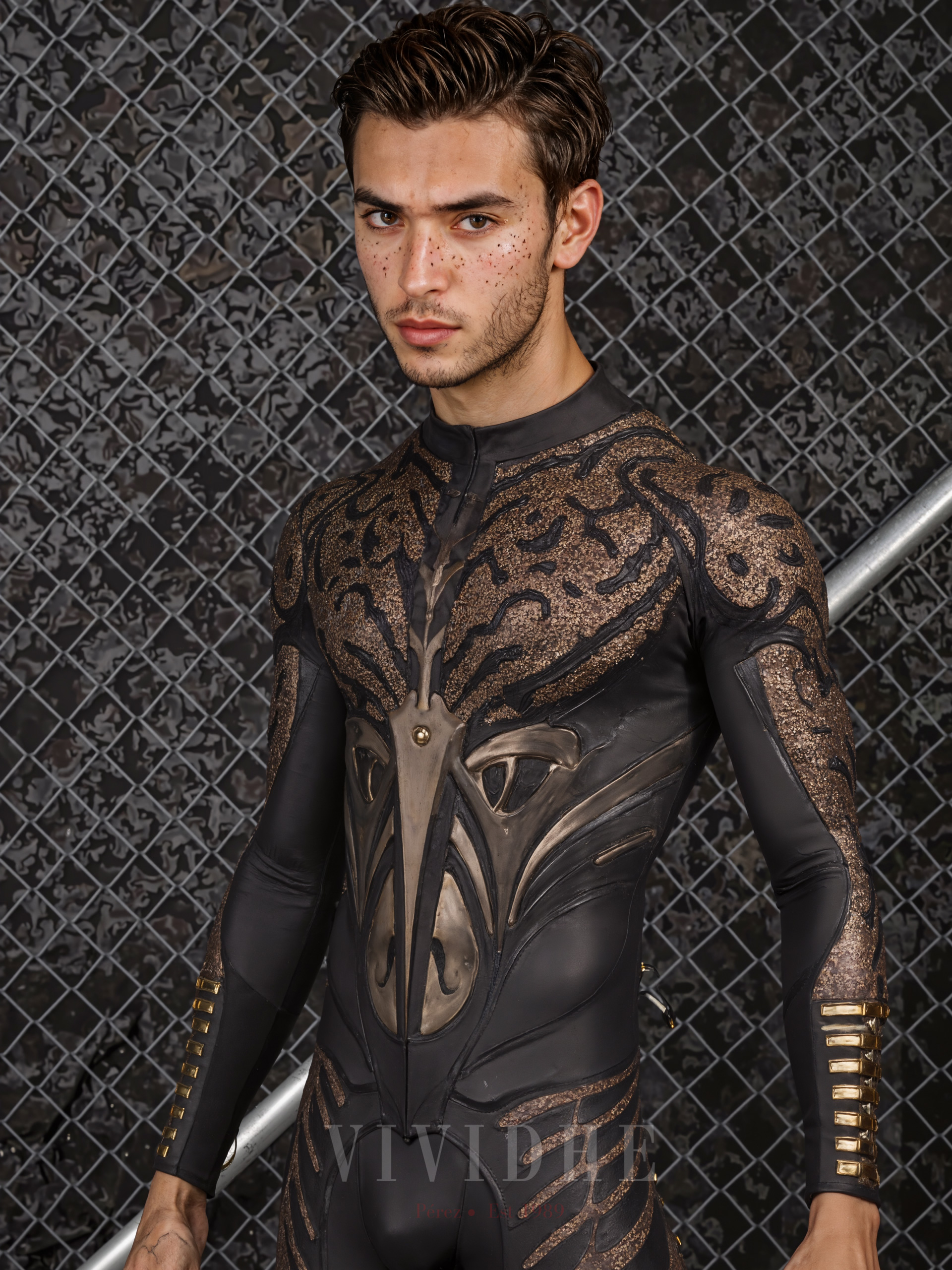 Black_Textured_Male_Costume_Men's_Wear_for_Fitness_or_Fashion_VIVIDHE