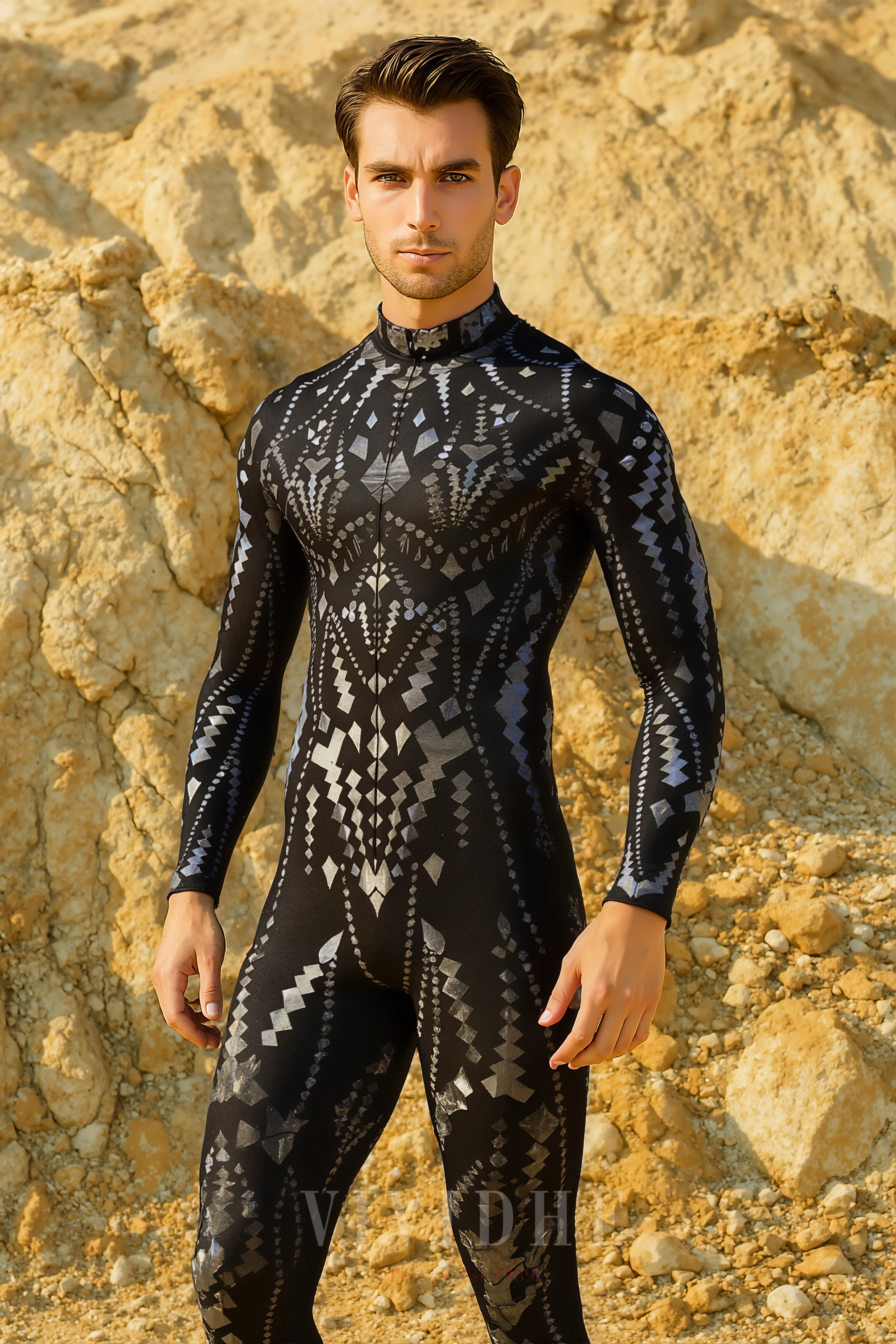Black_Geometric_Male_Costume_Men's_Wear_VIVIDHE