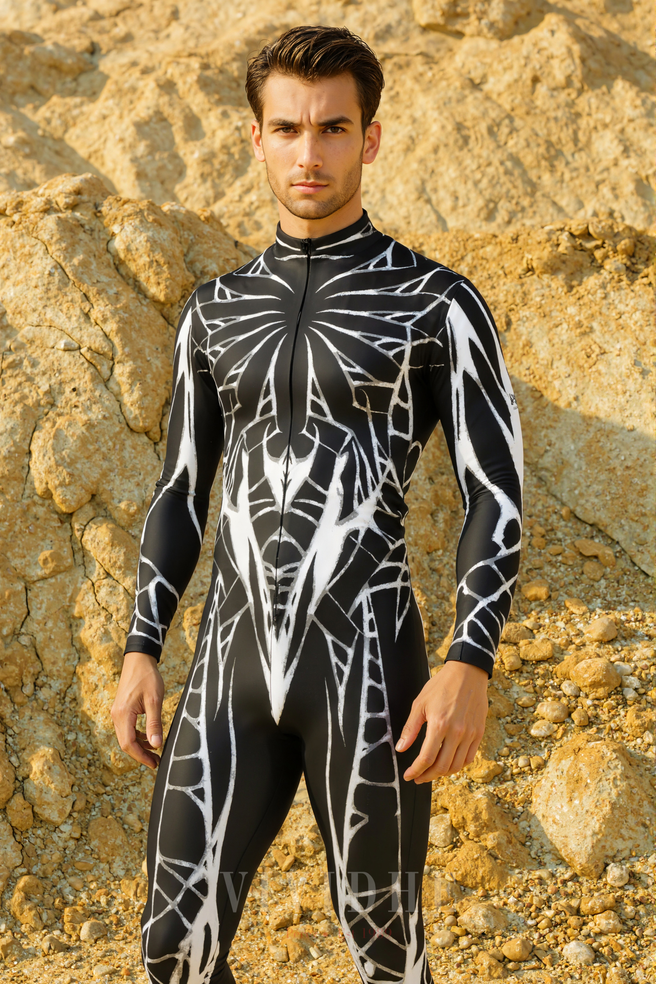 Black_White_Geometric_Male_Costume_Mens_Tight_Fitting_Clothing_VIVIDHE