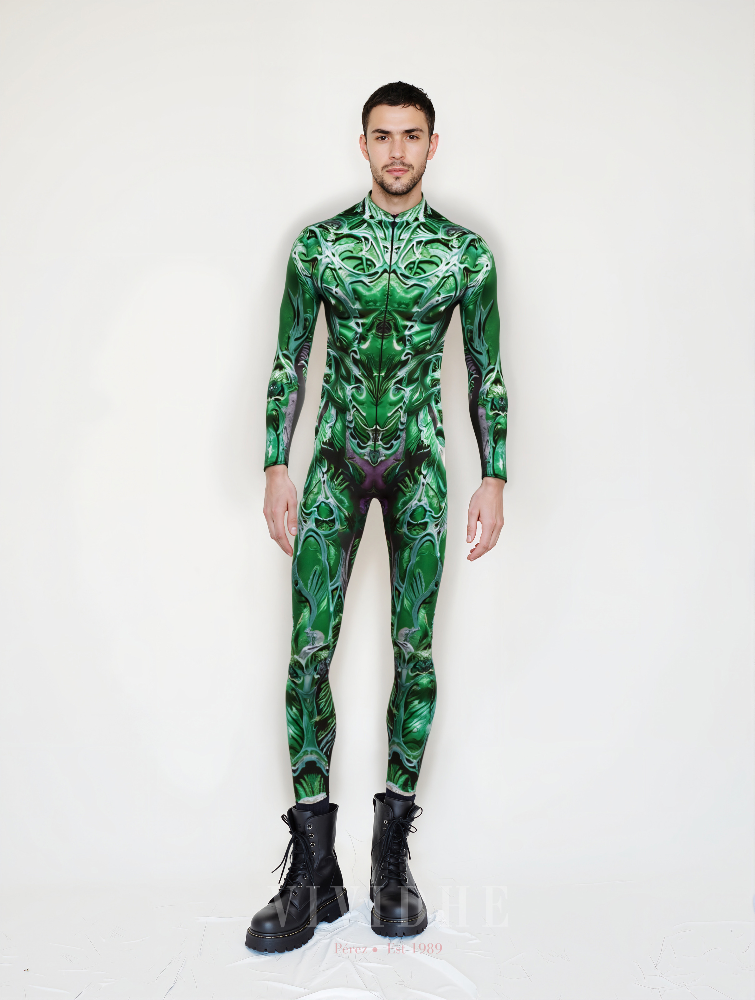 Green_Abstract_Male_Costume_Men's_Tight - fitting_Clothing_VIVIDHE