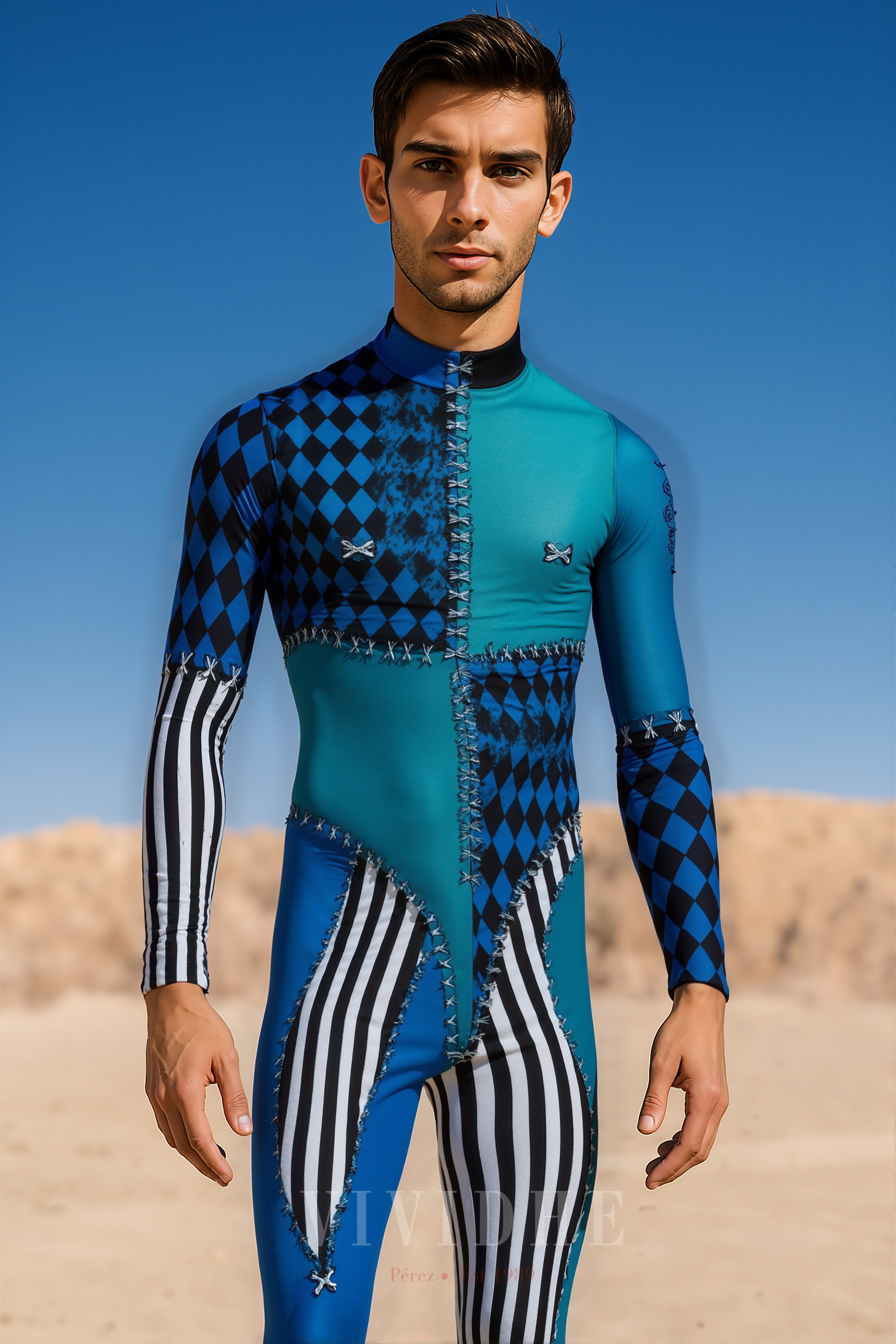 Blue_Green_Geometric_Male_Costume_Men's_Wear_VIVIDHE