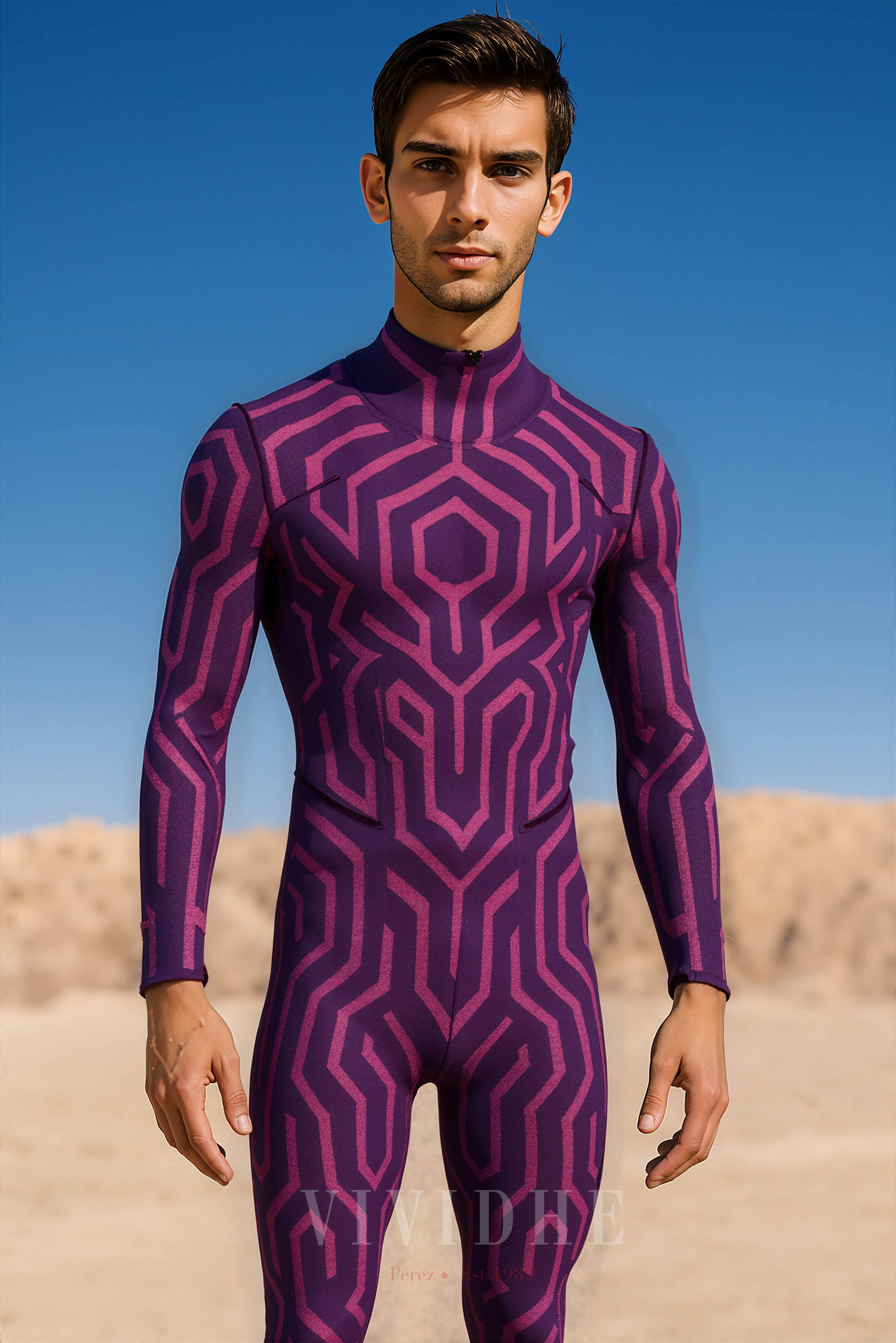 Purple_Geometric_Male_Costume_Mens_Tight - fitting_Clothing_VIVIDHE