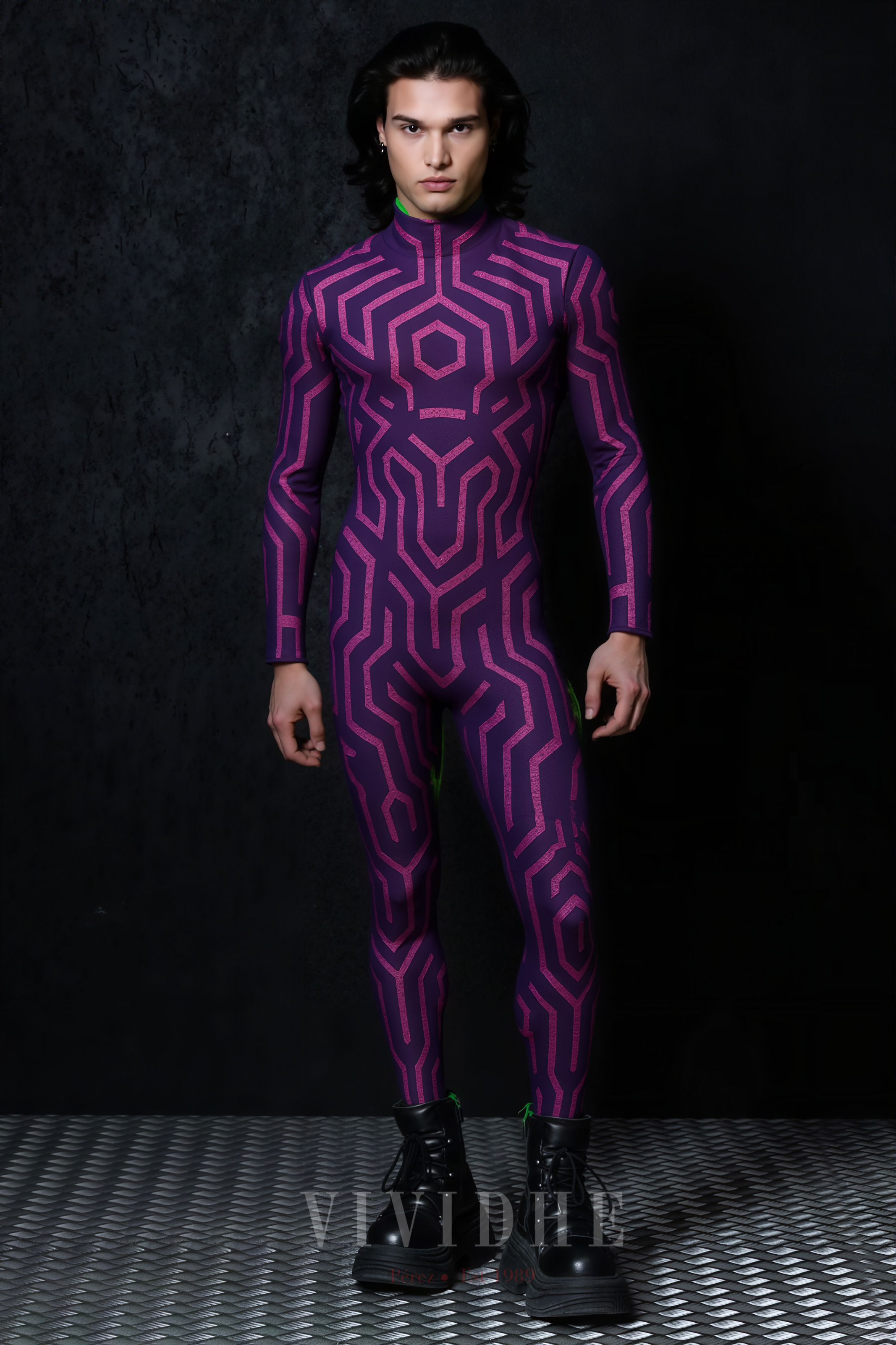 Purple_Geometric_Male_Costume_Mens_Tight - fitting_Clothing_VIVIDHE