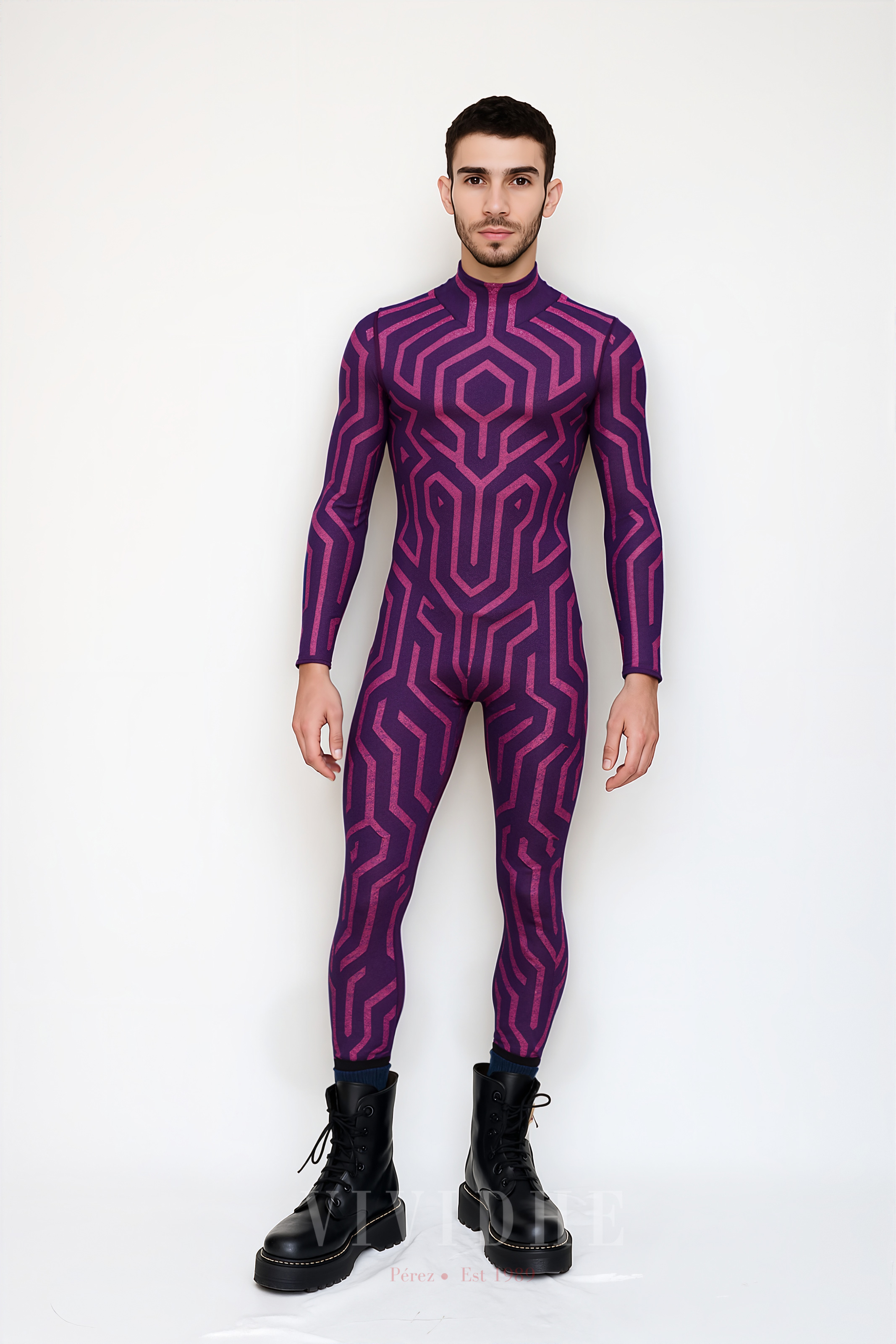 Purple_Geometric_Male_Costume_Mens_Tight - fitting_Clothing_VIVIDHE