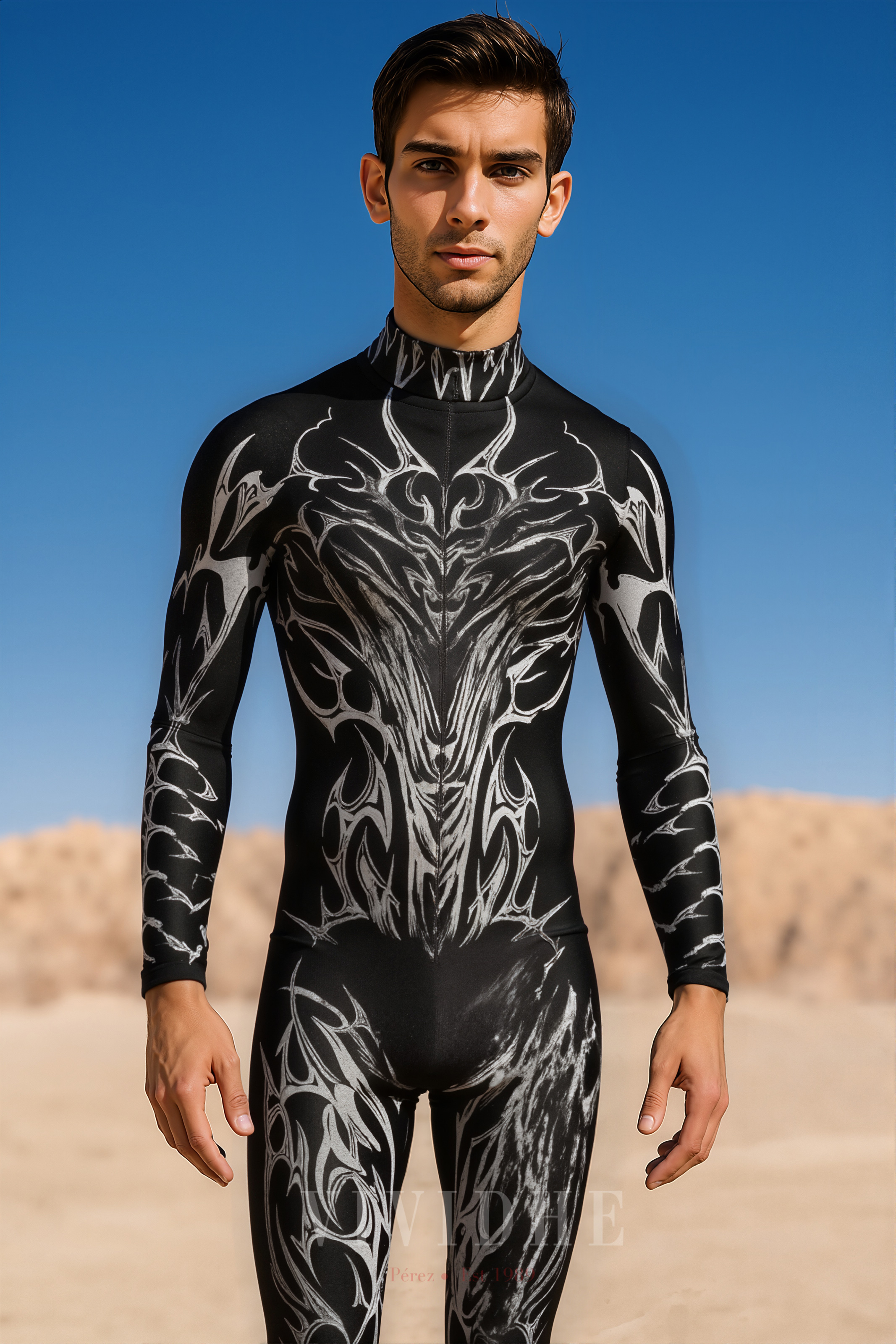 Black_White_Abstract_Male_Costume_Men's_Tight - fitting_Garment_VIVIDHE