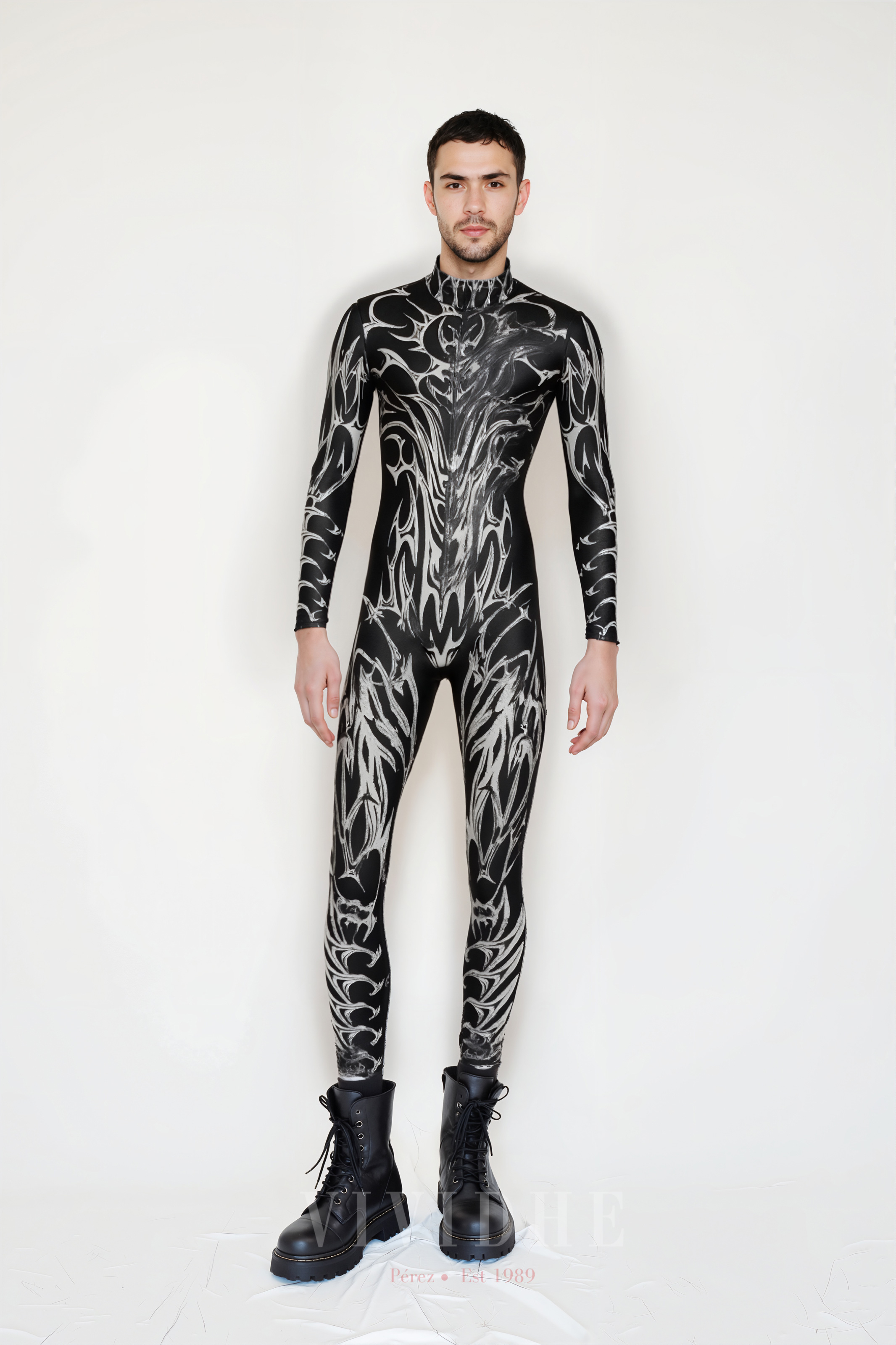 Black_White_Abstract_Male_Costume_Men's_Tight - fitting_Garment_VIVIDHE