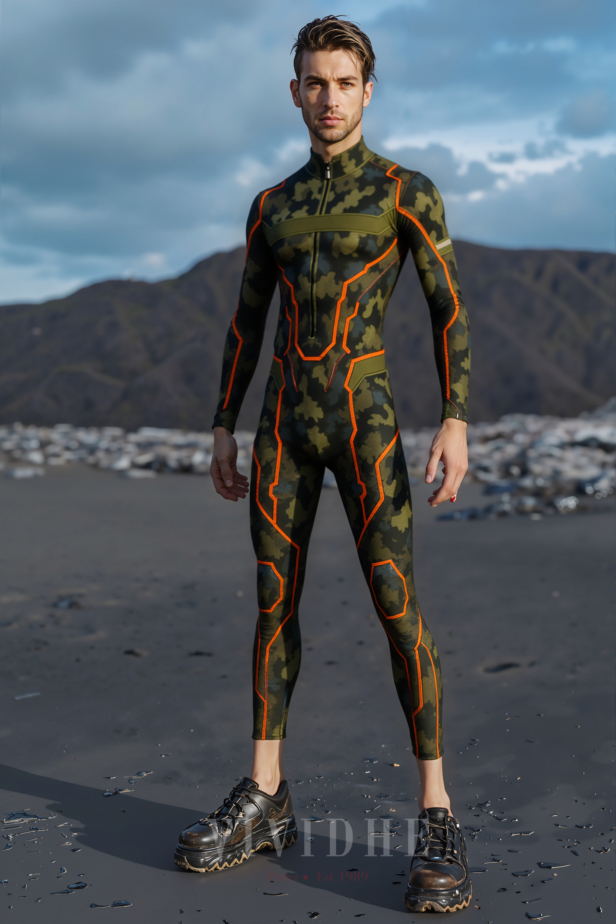 Camouflage_Orange_Male_Costume_Men's_Wear_VIVIDHE