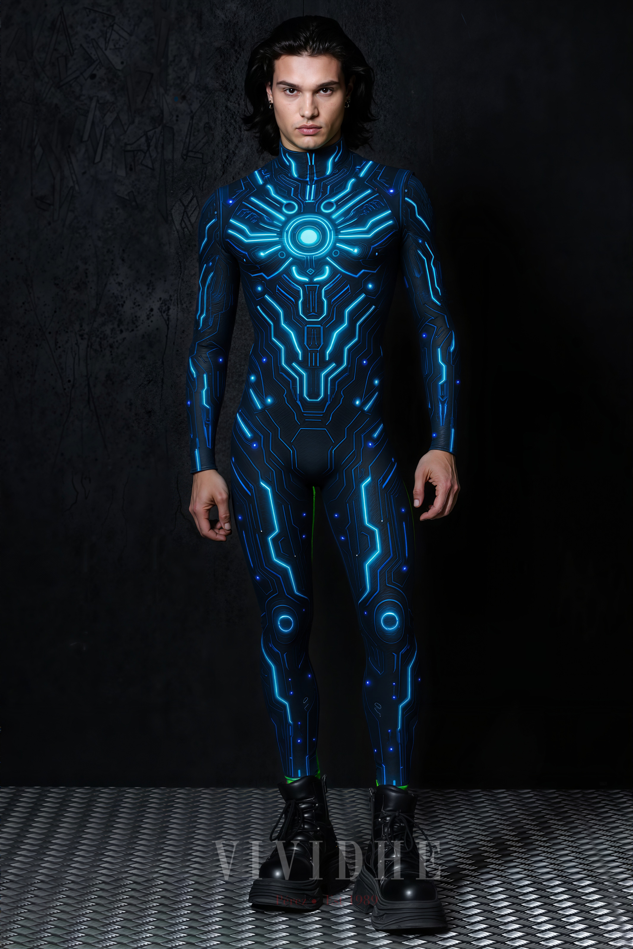 Techno_Blue_Male_Costume_Men's_Fitness_Wear_VIVIDHE