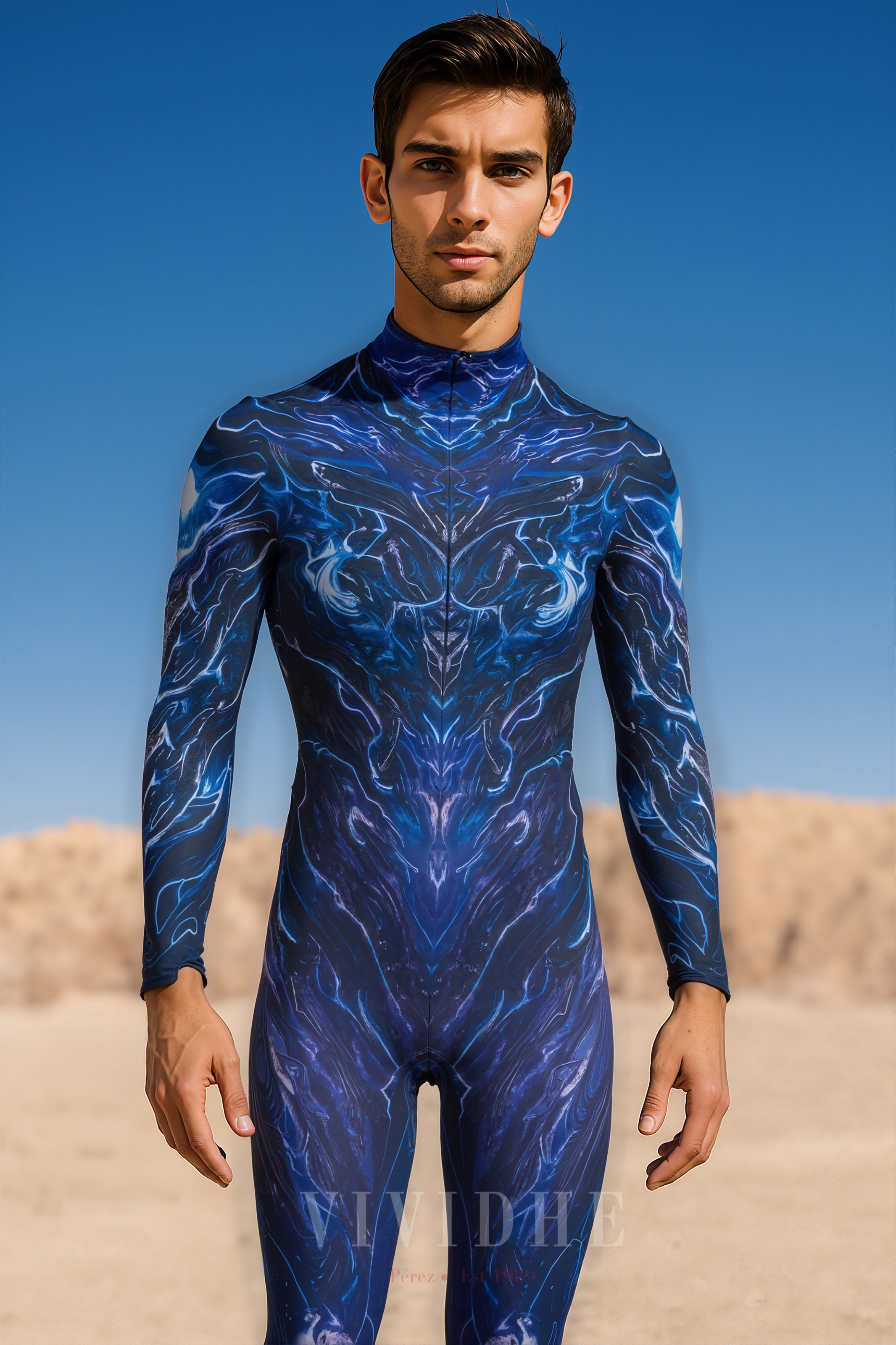 Dark_Blue_Abstract_Male_Costume_Men's_Tight-fitting_Clothing_VIVIDHE